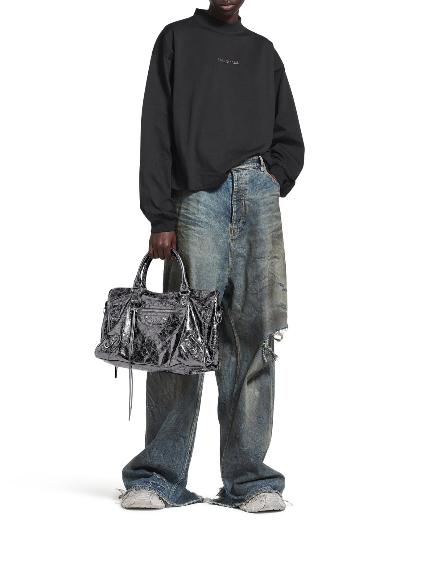 Le City Medium Bag In Steel Grey Balenciaga – Гарантія оригінальності – вид ззаду