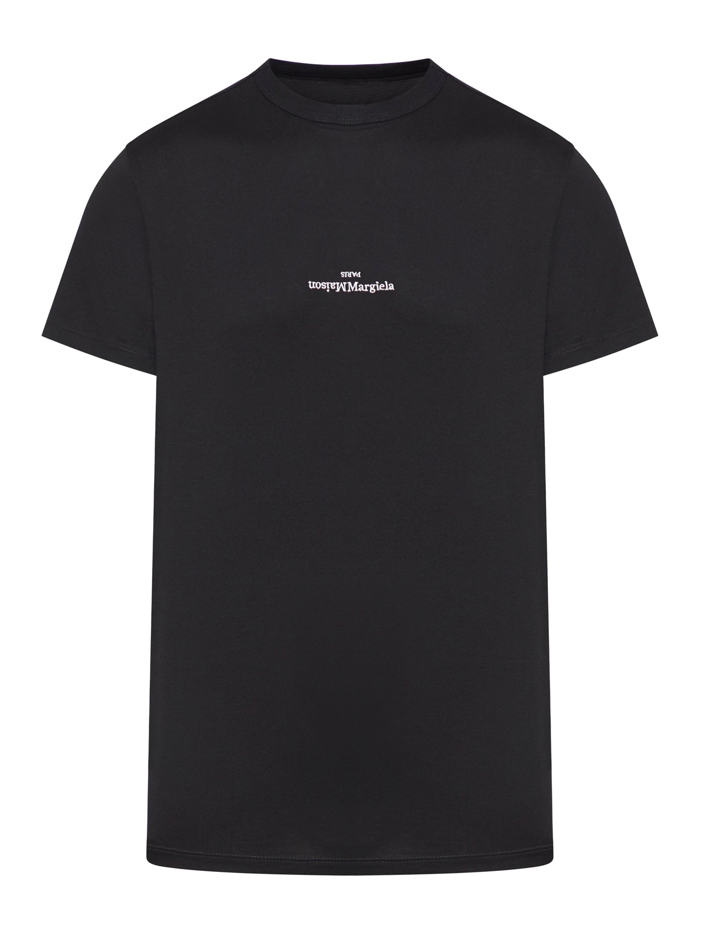 T-Shirt With Contrasting White Embroidered Logo Maison margiela – Гарантія оригінальності – боковий вид