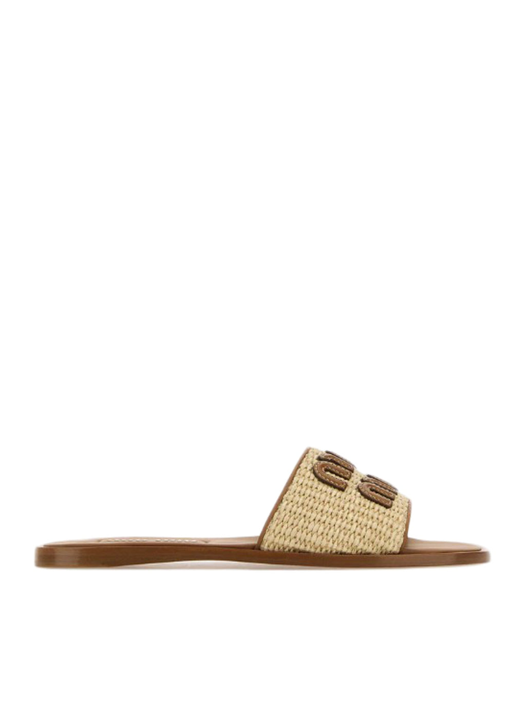 Оригінальна Raffia And Leather Slippers Miu miu – боковий вид