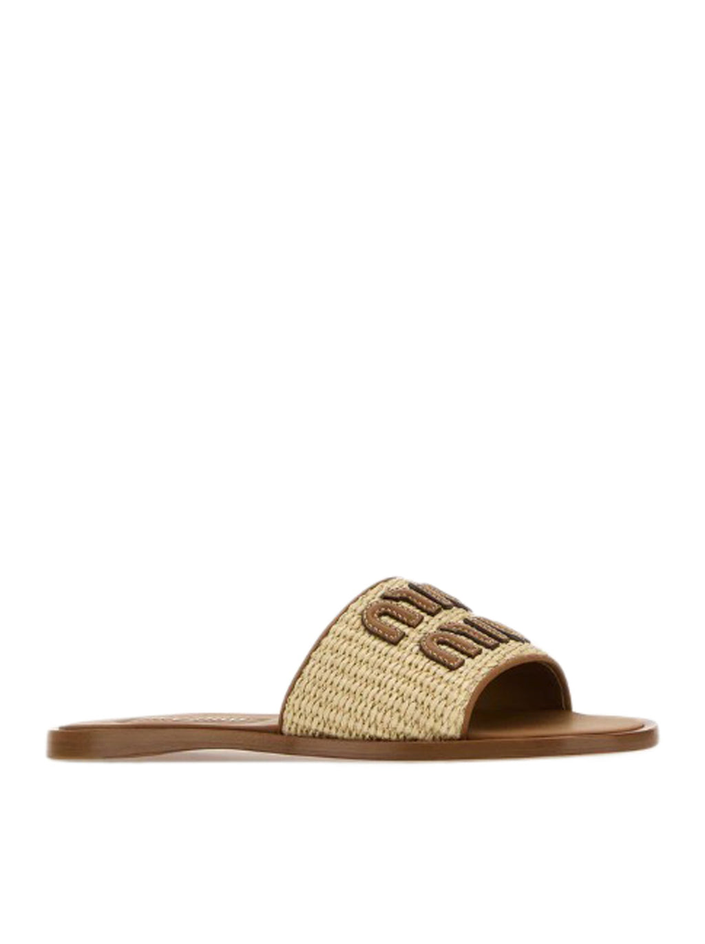 Оригінальна Raffia And Leather Slippers Miu miu – вид ззаду