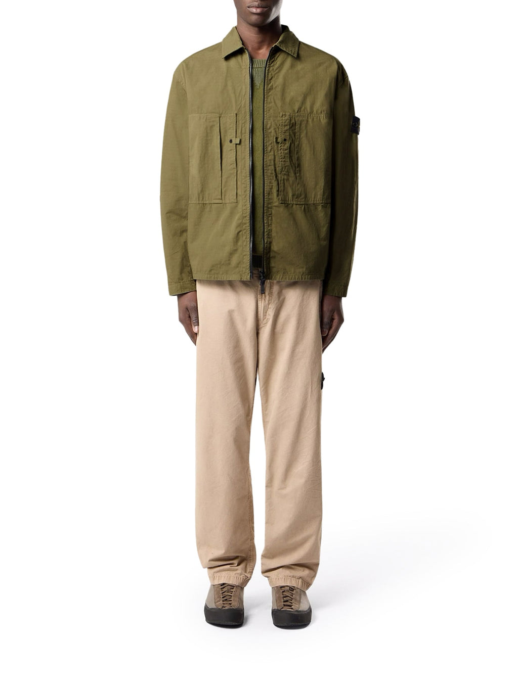 Overshirt In Mercerized Organic Cotton Ripstop Stone island оригінал – Купити в Україні – вид ззаду