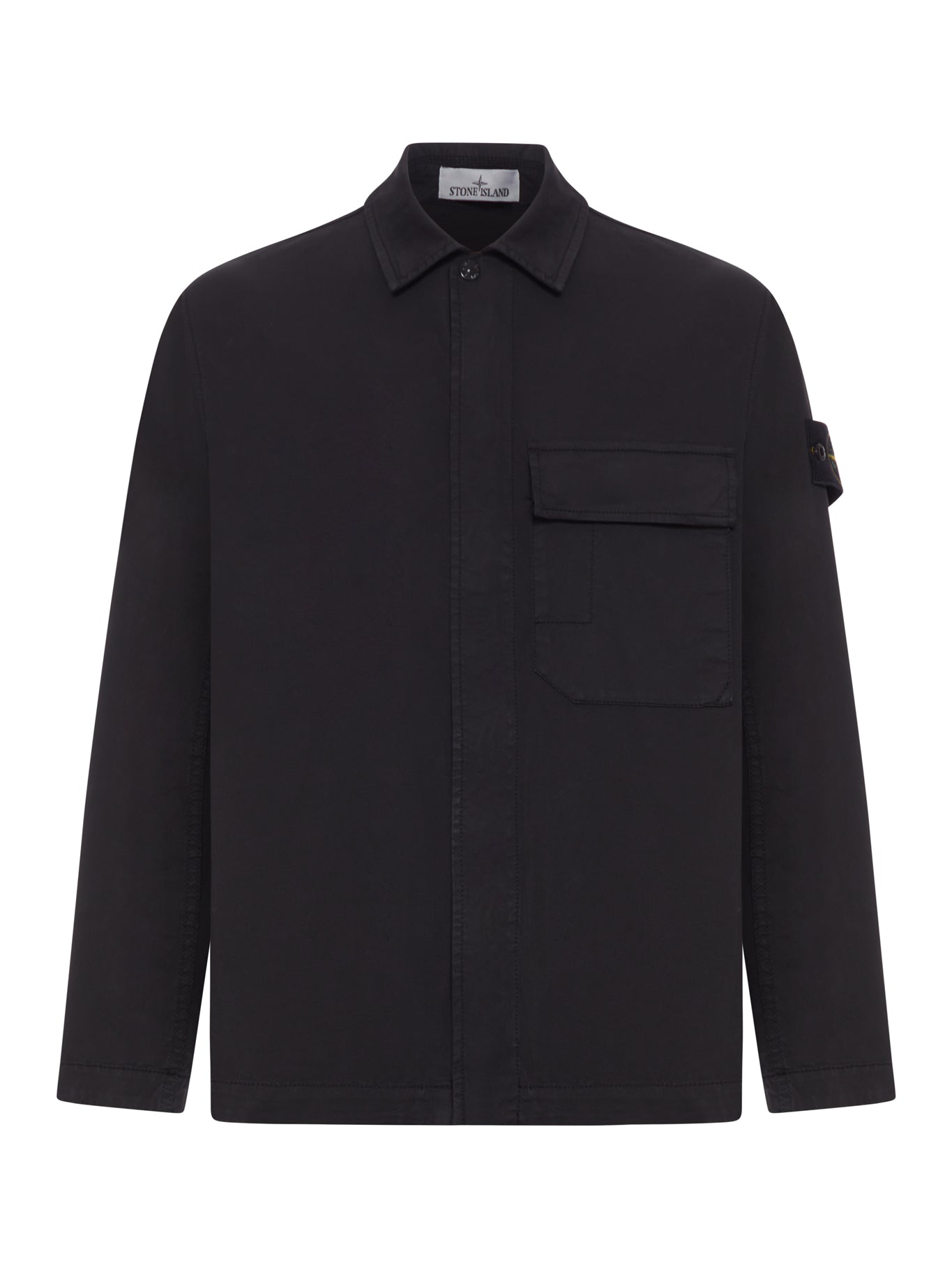 Cotton Overshirt With Chest Pocket And Removable Badge Stone island оригінал – Купити в Україні – боковий вид