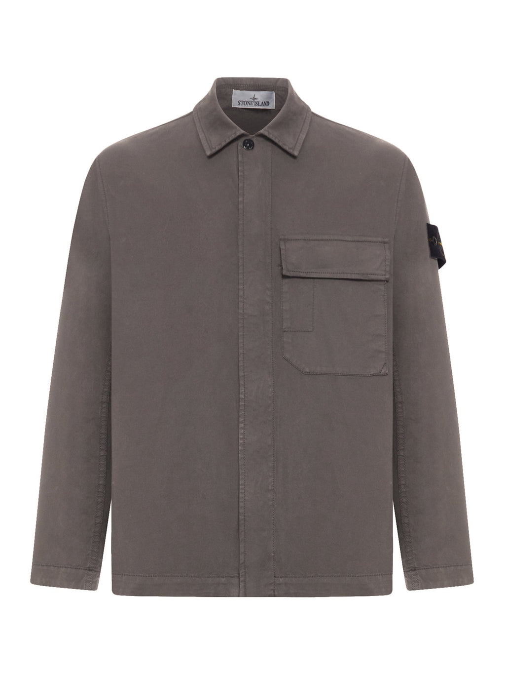 Cotton Overshirt With Chest Pocket And Removable Badge Stone island оригінал – Купити в Україні – боковий вид