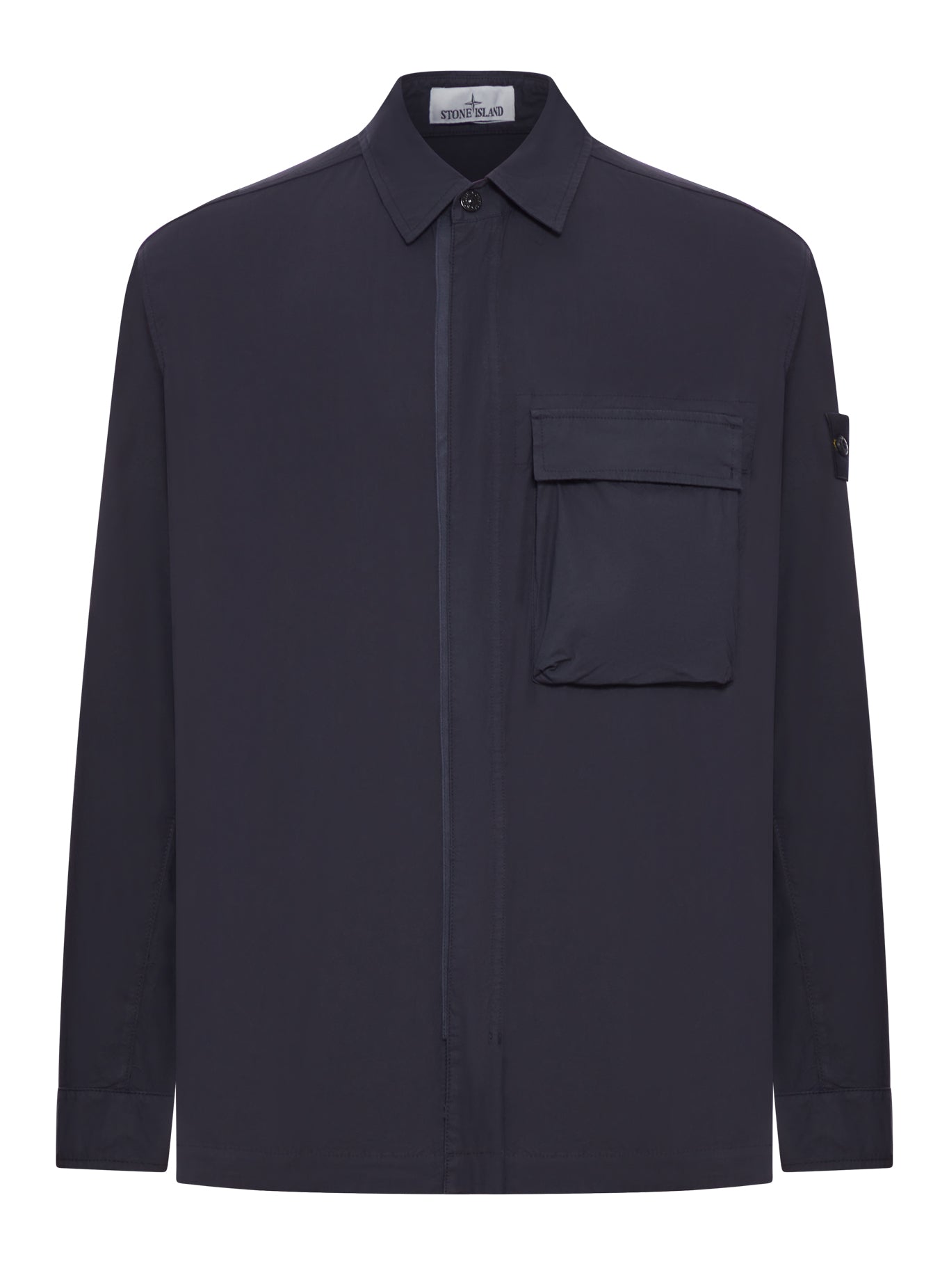 Оригінальна Stretch Cotton Canvas Overshirt With Flap Pocket On The Chest Stone island – боковий вид
