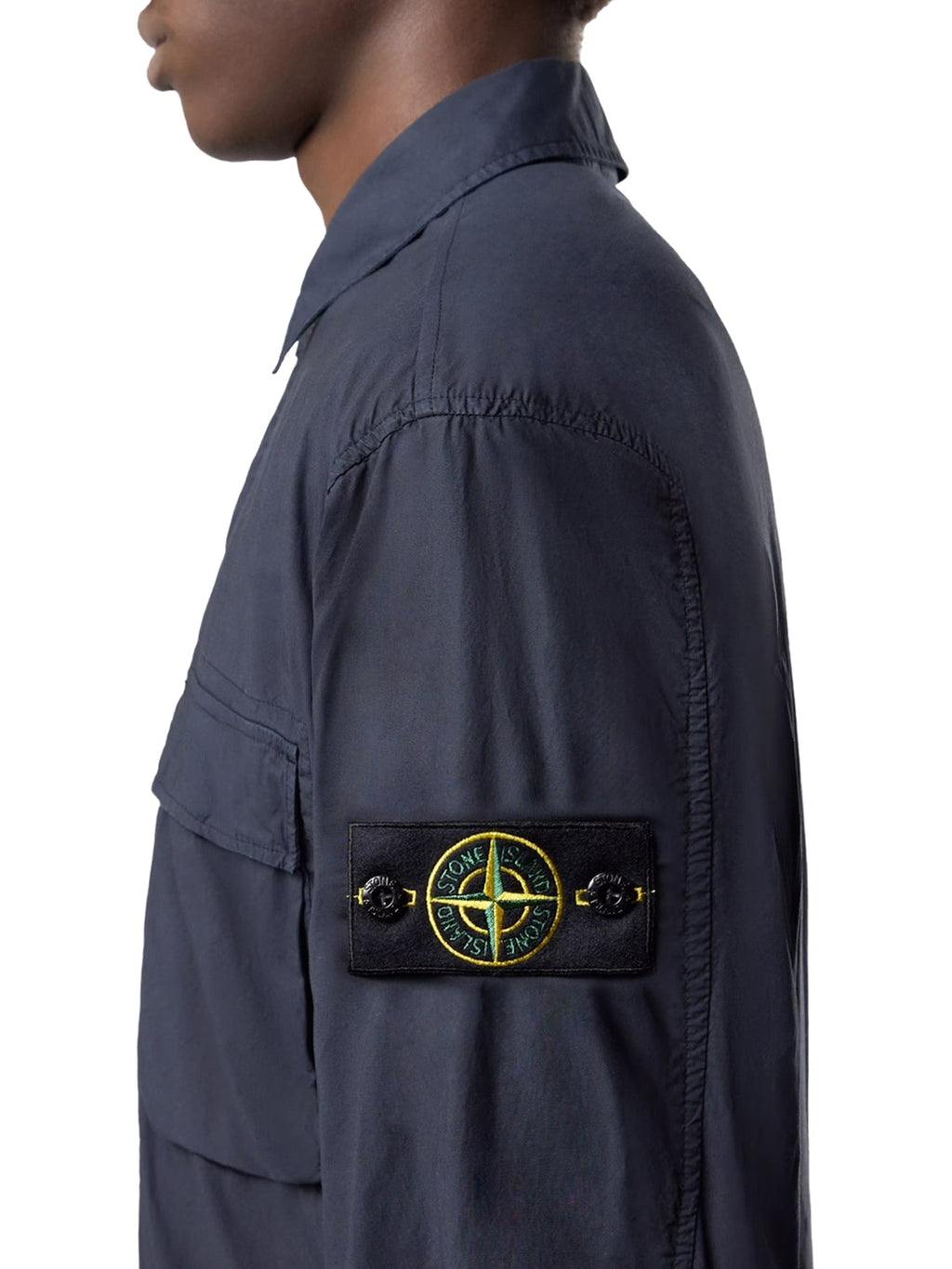 Оригінальна Stretch Cotton Canvas Overshirt With Flap Pocket On The Chest Stone island – збільшений вид