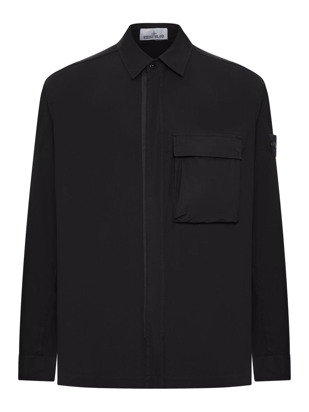 Оригінальна Stretch Cotton Canvas Overshirt With Flap Pocket On The Chest Stone island – боковий вид