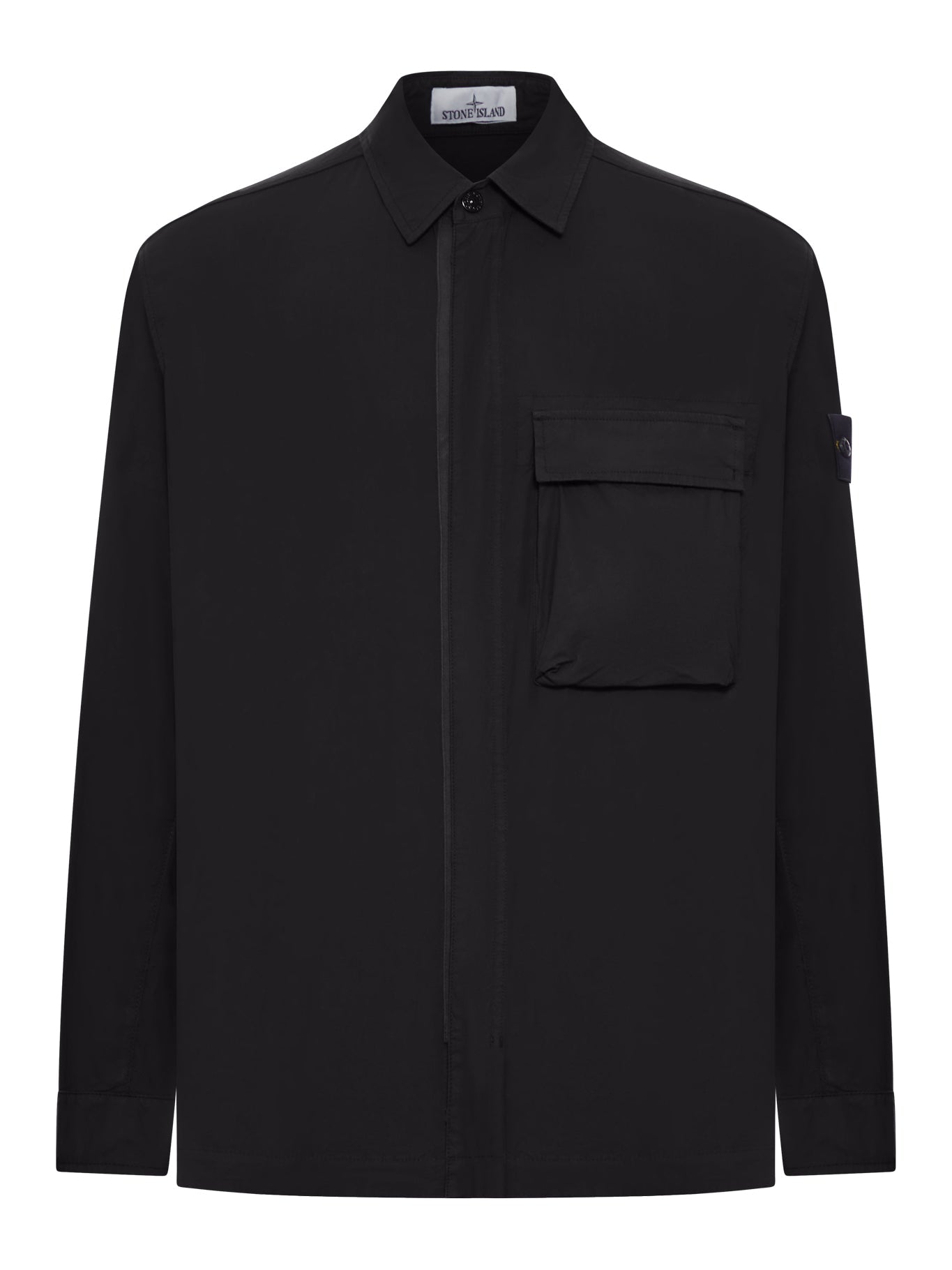 Оригінальна Stretch Cotton Canvas Overshirt With Flap Pocket On The Chest Stone island – боковий вид