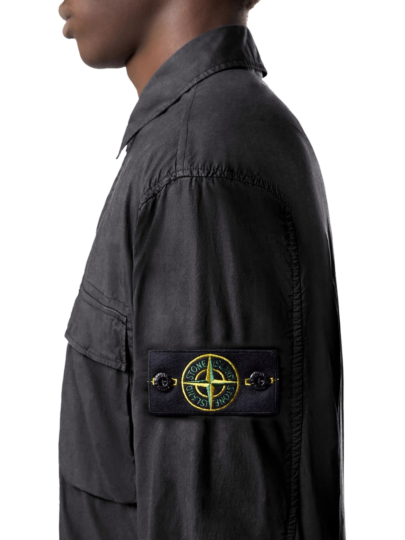 Оригінальна Stretch Cotton Canvas Overshirt With Flap Pocket On The Chest Stone island – збільшений вид