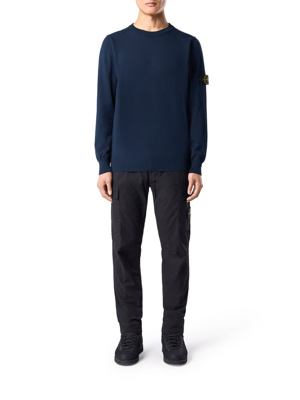 Crew Neck Sweater With Badge, Navy Blue Stone island оригінал – Купити в Україні – вид ззаду