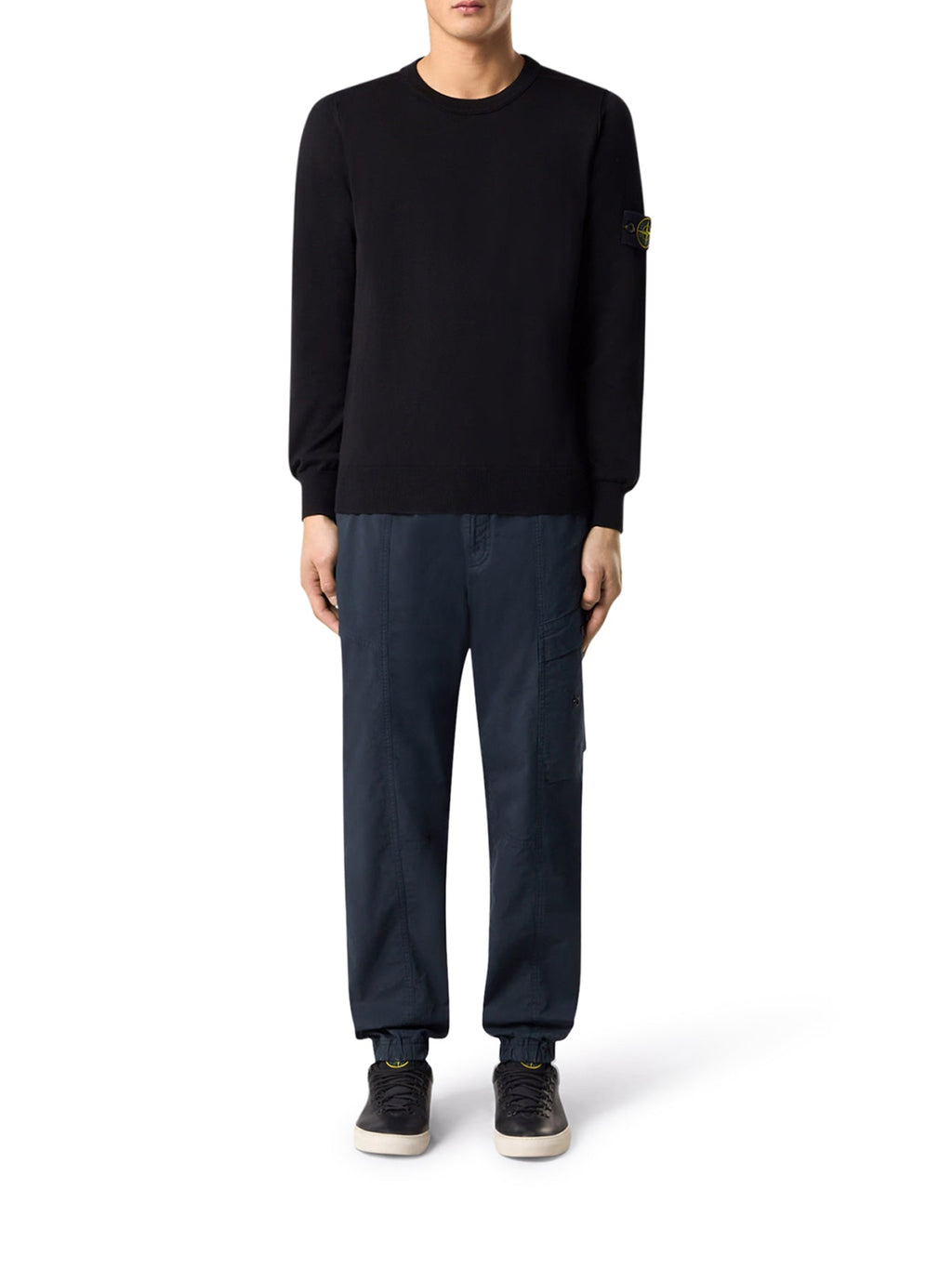 Crew Neck Sweater With Badge Black Stone island – Гарантія оригінальності – вид ззаду