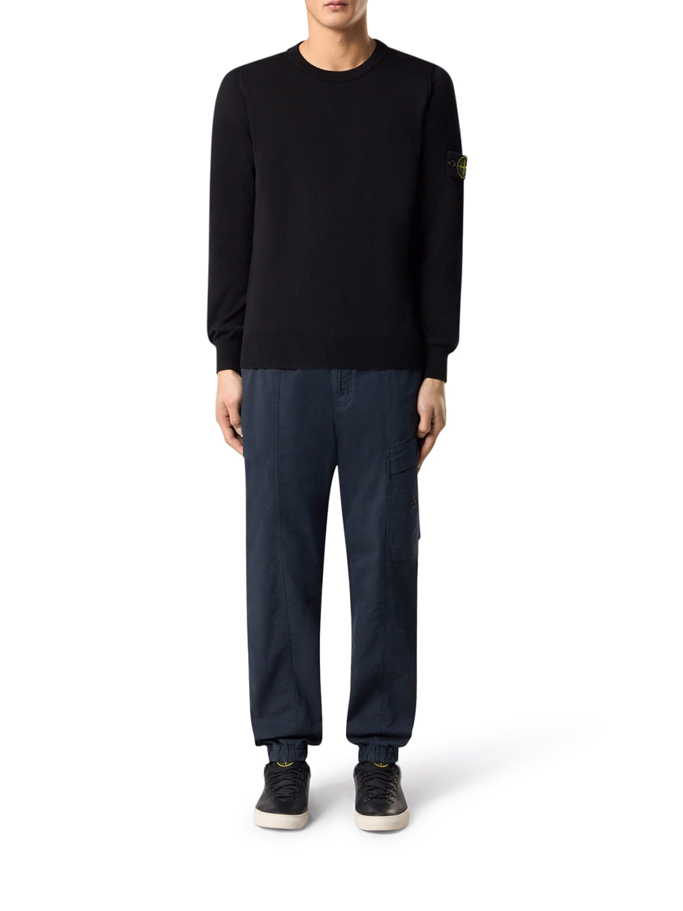 Crew Neck Sweater With Badge Black Stone island – Гарантія оригінальності – вид ззаду