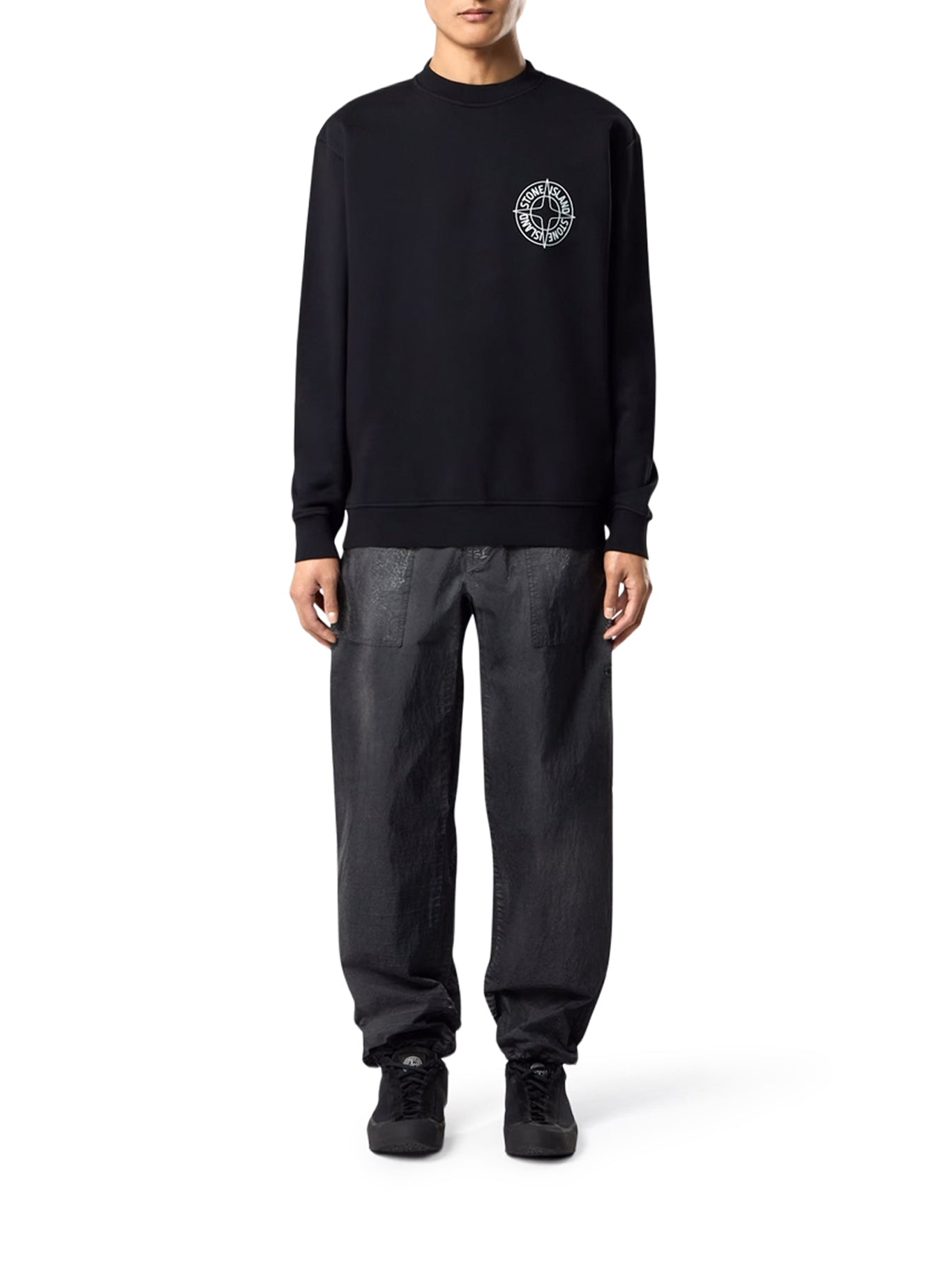 Crew Neck Sweatshirt With Outline Compass Print Stone island оригінал – Купити в Україні – вид ззаду