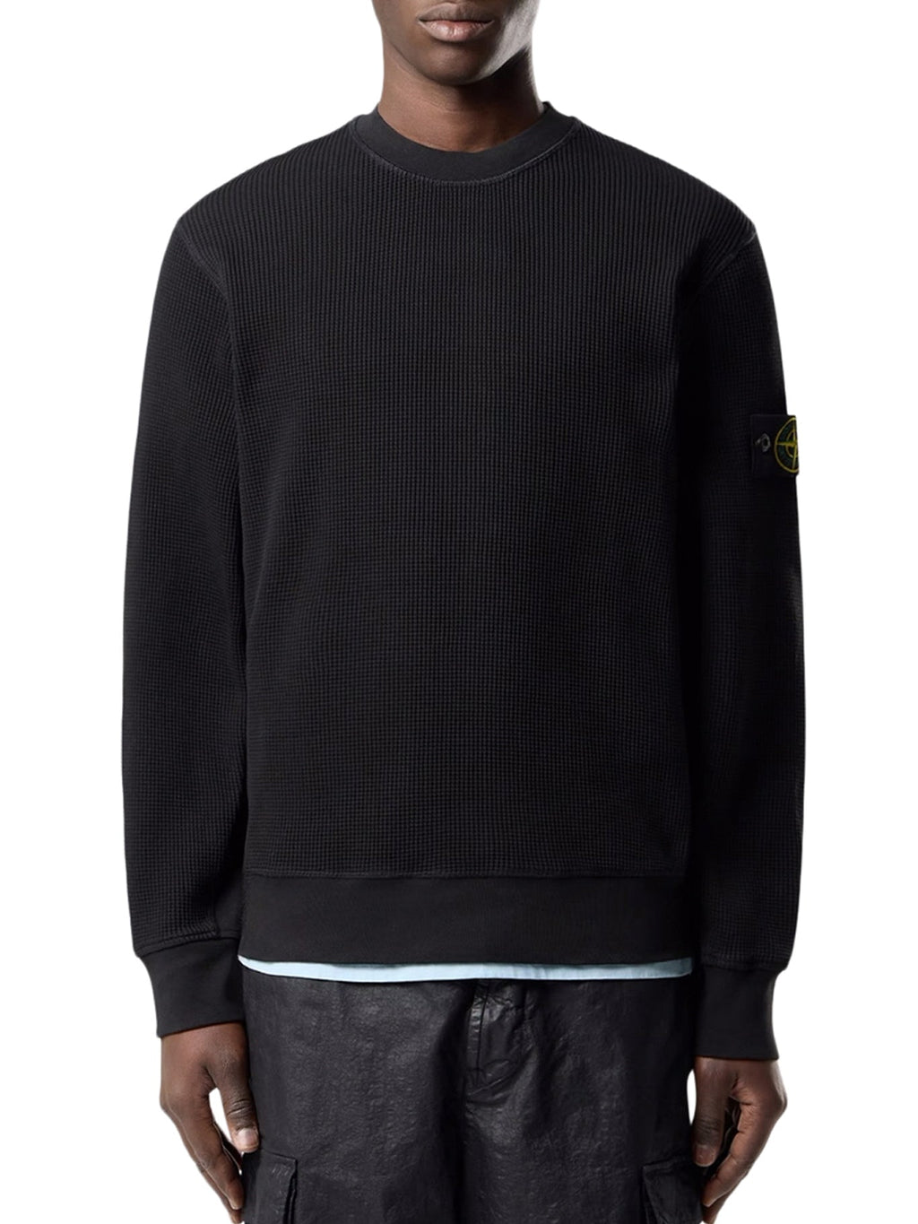 Crew Neck Sweatshirt In Organic Cotton With Honeycomb Workmanship Stone island – Гарантія оригінальності – детальний вид