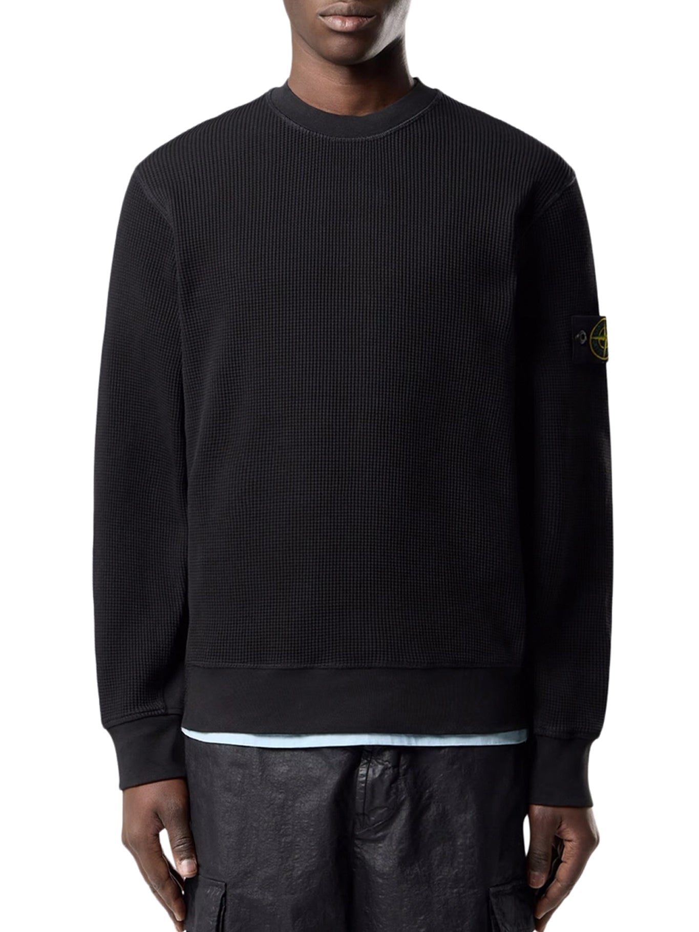 Crew Neck Sweatshirt In Organic Cotton With Honeycomb Workmanship Stone island – Гарантія оригінальності – детальний вид