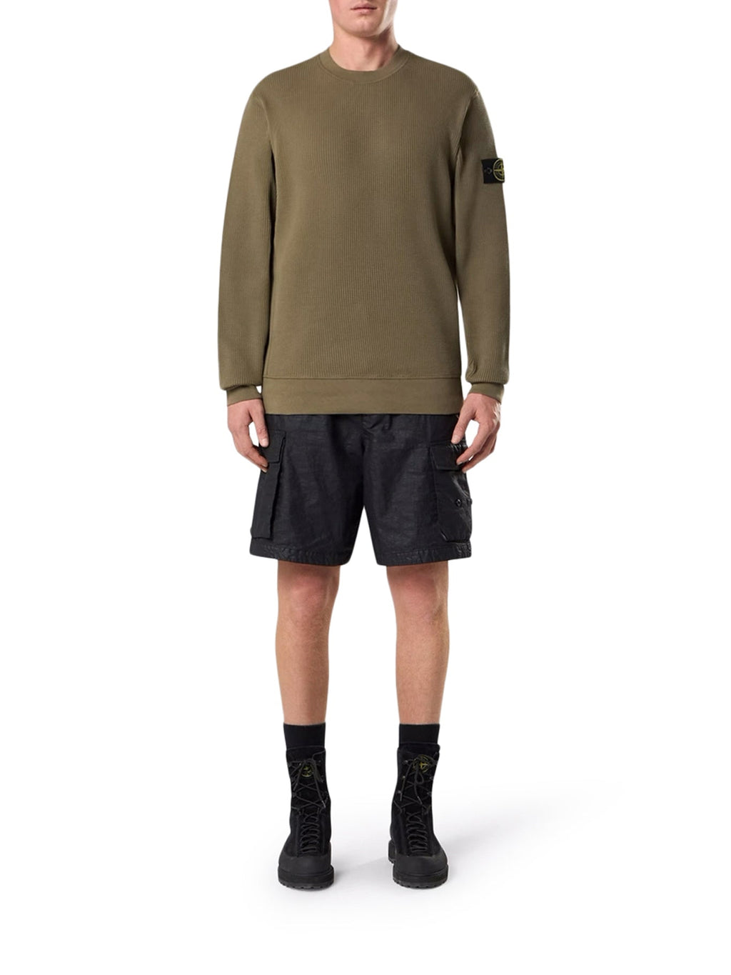 Crew Neck Sweatshirt In Organic Cotton With Honeycomb Workmanship Stone island – Гарантія оригінальності – вид ззаду
