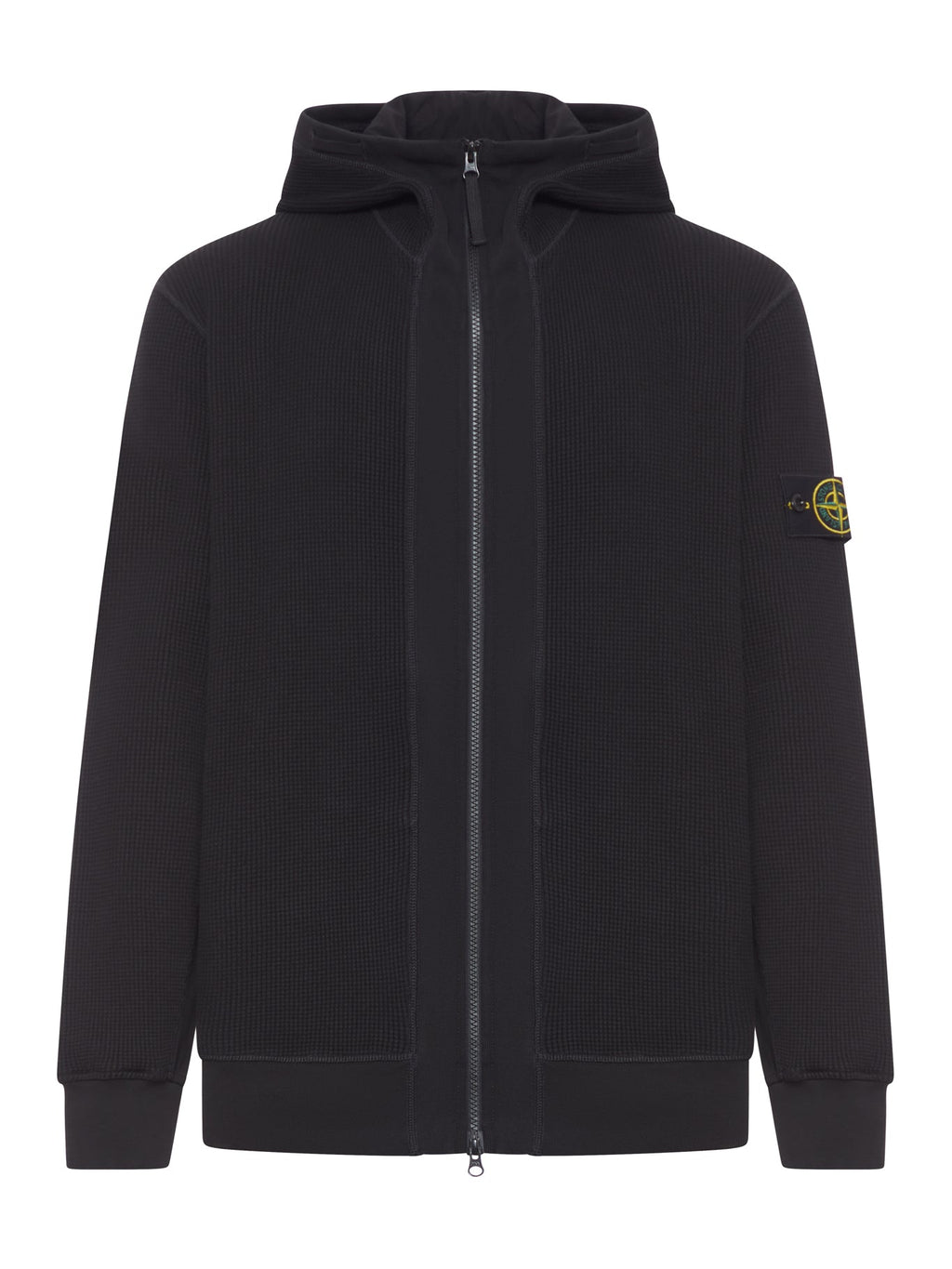 Cotton Zip-Up Sweater With Hood And Ghost Badge Stone island – Гарантія оригінальності – боковий вид