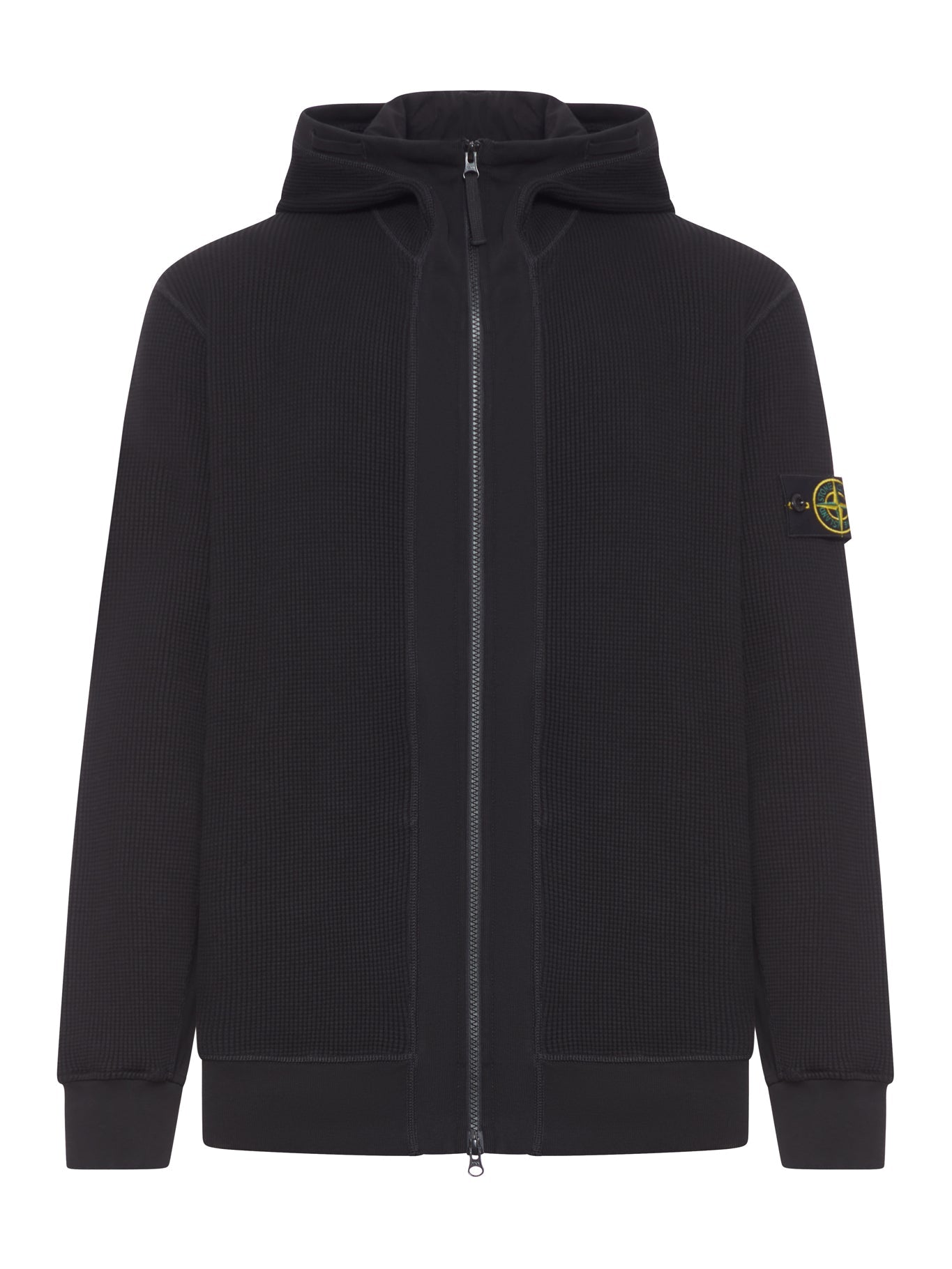 Cotton Zip-Up Sweater With Hood And Ghost Badge Stone island – Гарантія оригінальності – боковий вид