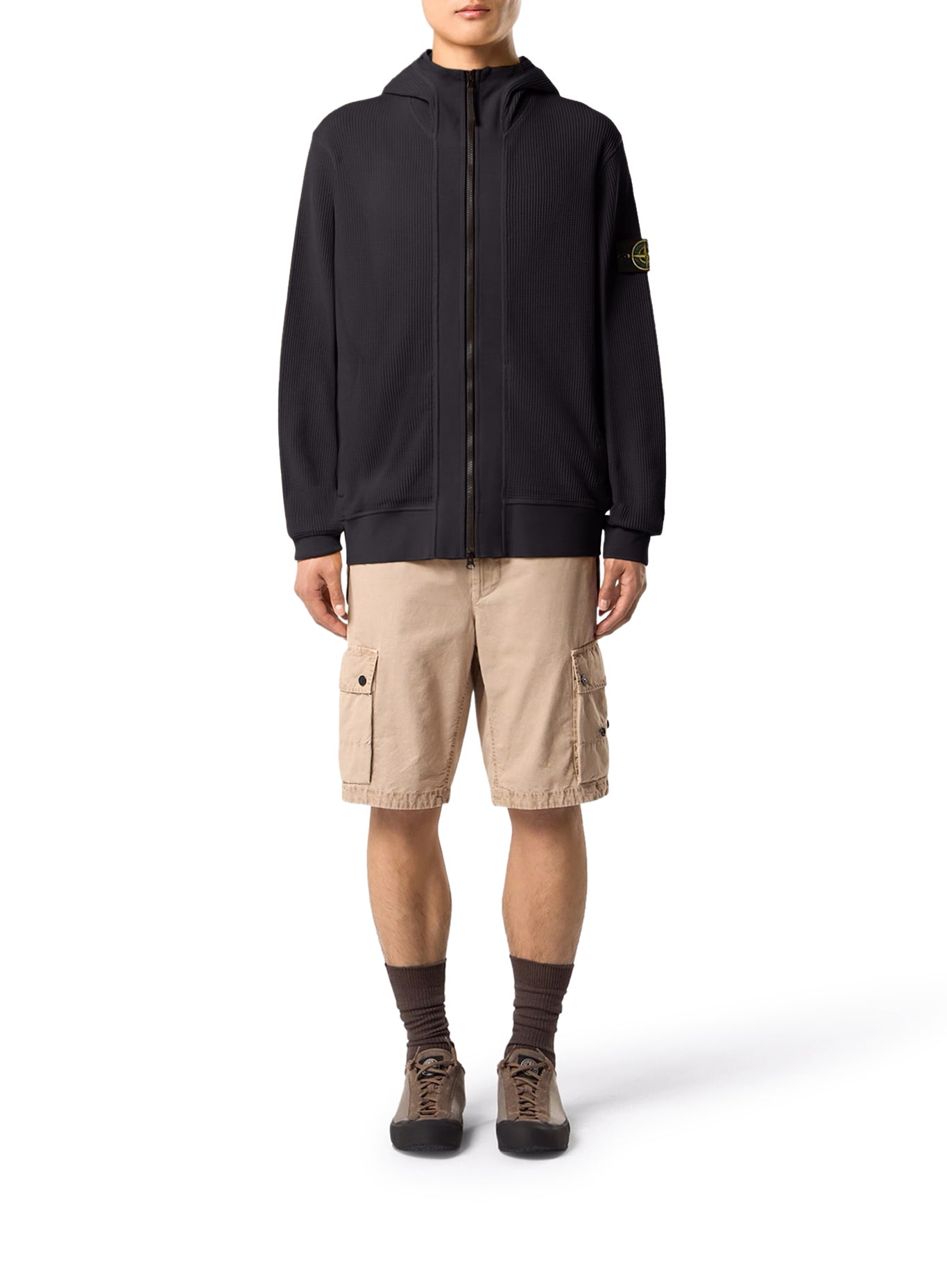 Cotton Zip-Up Sweater With Hood And Ghost Badge Stone island – Гарантія оригінальності – вид ззаду