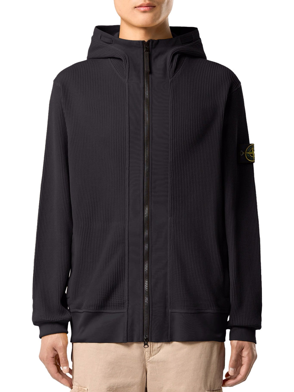 Cotton Zip-Up Sweater With Hood And Ghost Badge Stone island – Гарантія оригінальності – детальний вид