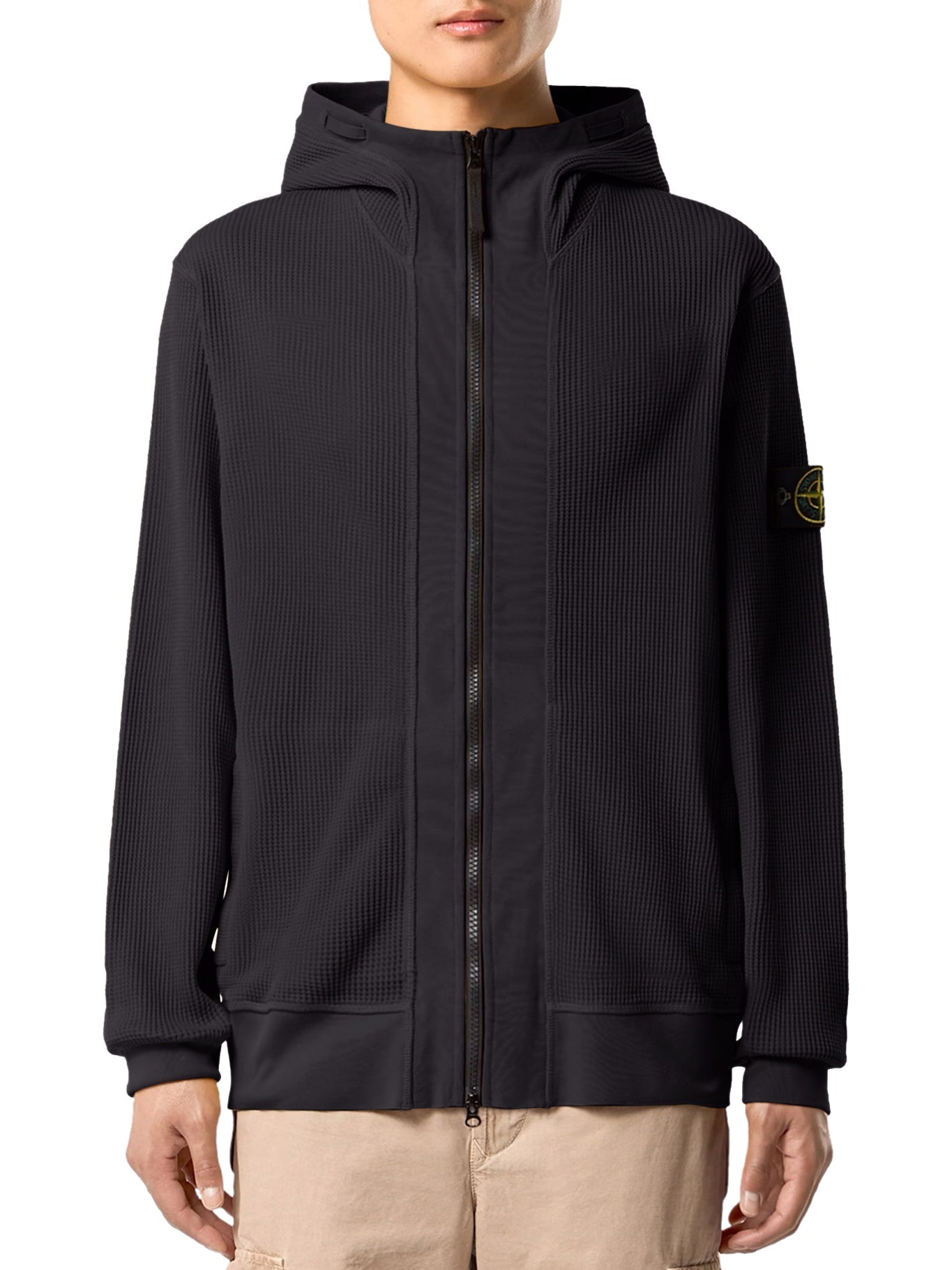 Cotton Zip-Up Sweater With Hood And Ghost Badge Stone island – Гарантія оригінальності – детальний вид