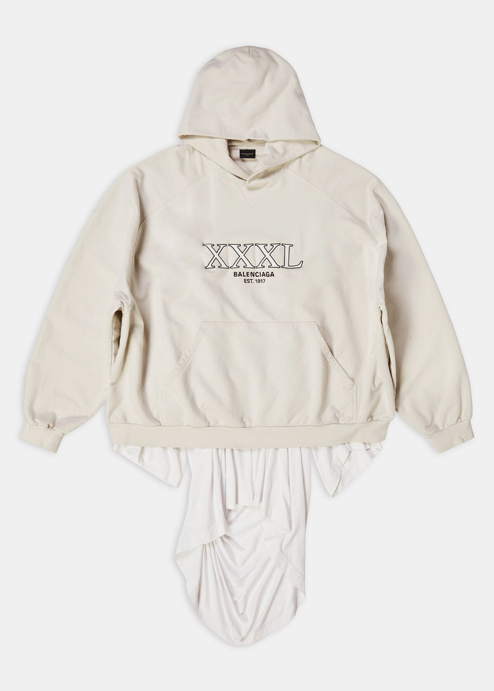 Ecru XXXL Patched T-Shirt Hoodie Balenciaga – Гарантія оригінальності – боковий вид
