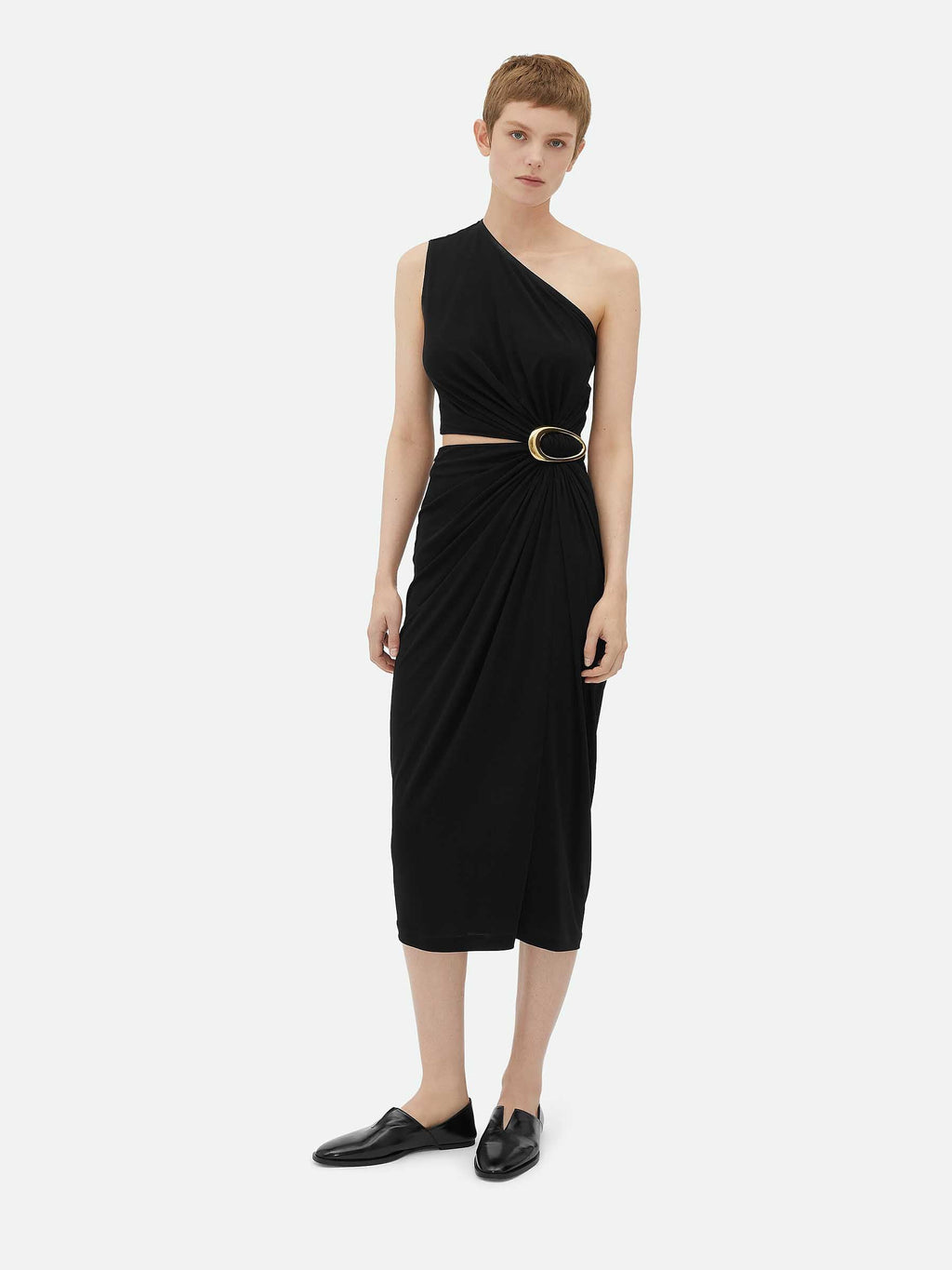 Оригінальна Viscose And Crepe MIDI Dress Bottega veneta – боковий вид