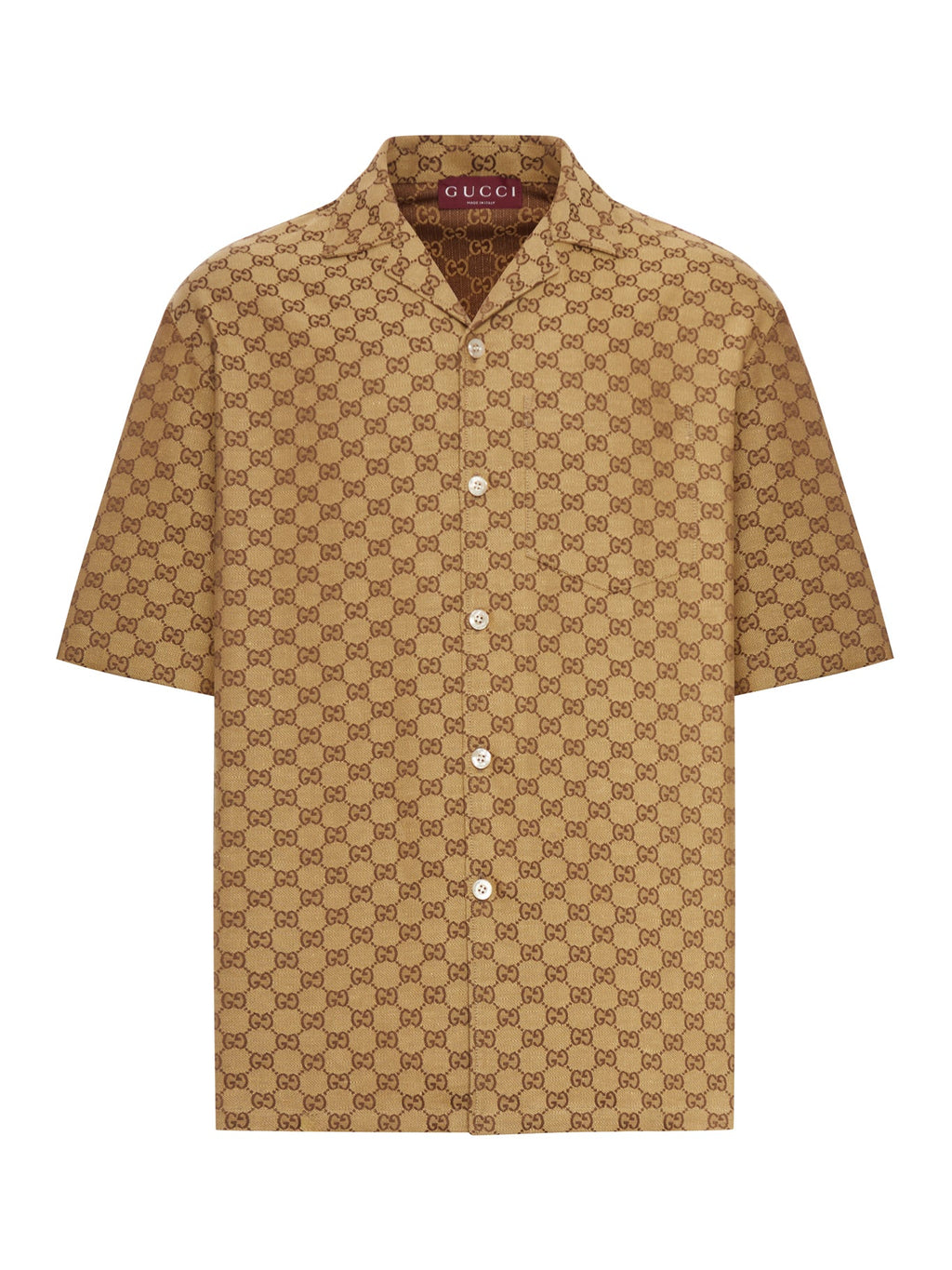 Linen Blend Shirt With Allover Gg Gucci оригінал – Купити в Україні – боковий вид
