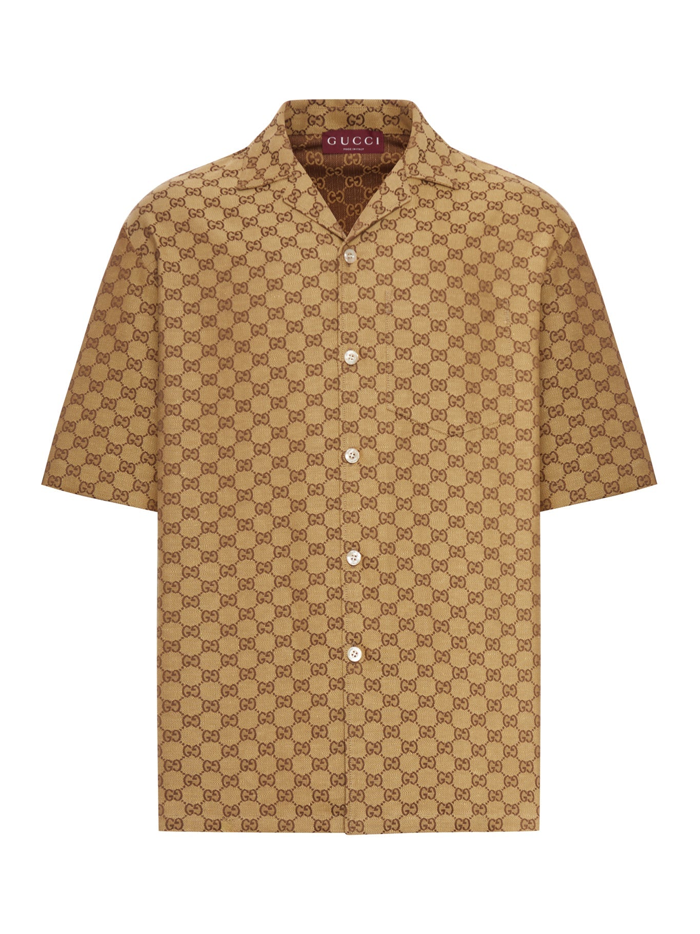 Linen Blend Shirt With Allover Gg Gucci оригінал – Купити в Україні – боковий вид