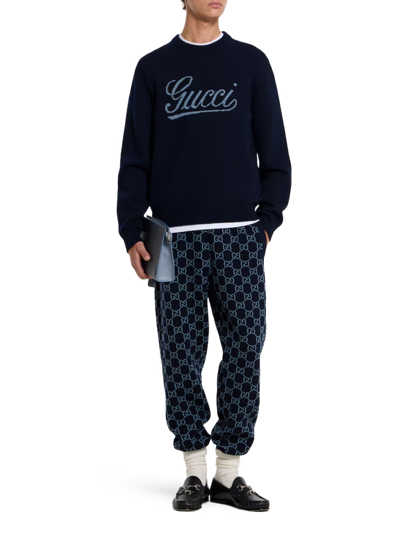 Оригінальна Wool Sweater With Contrasting Front Gucci Logo Gucci – вид ззаду