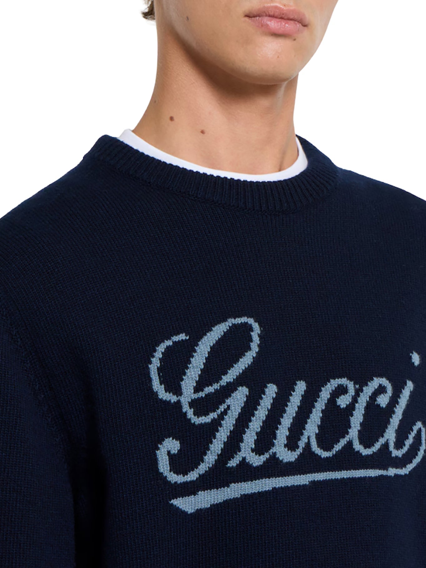 Оригінальна Wool Sweater With Contrasting Front Gucci Logo Gucci – збільшений вид