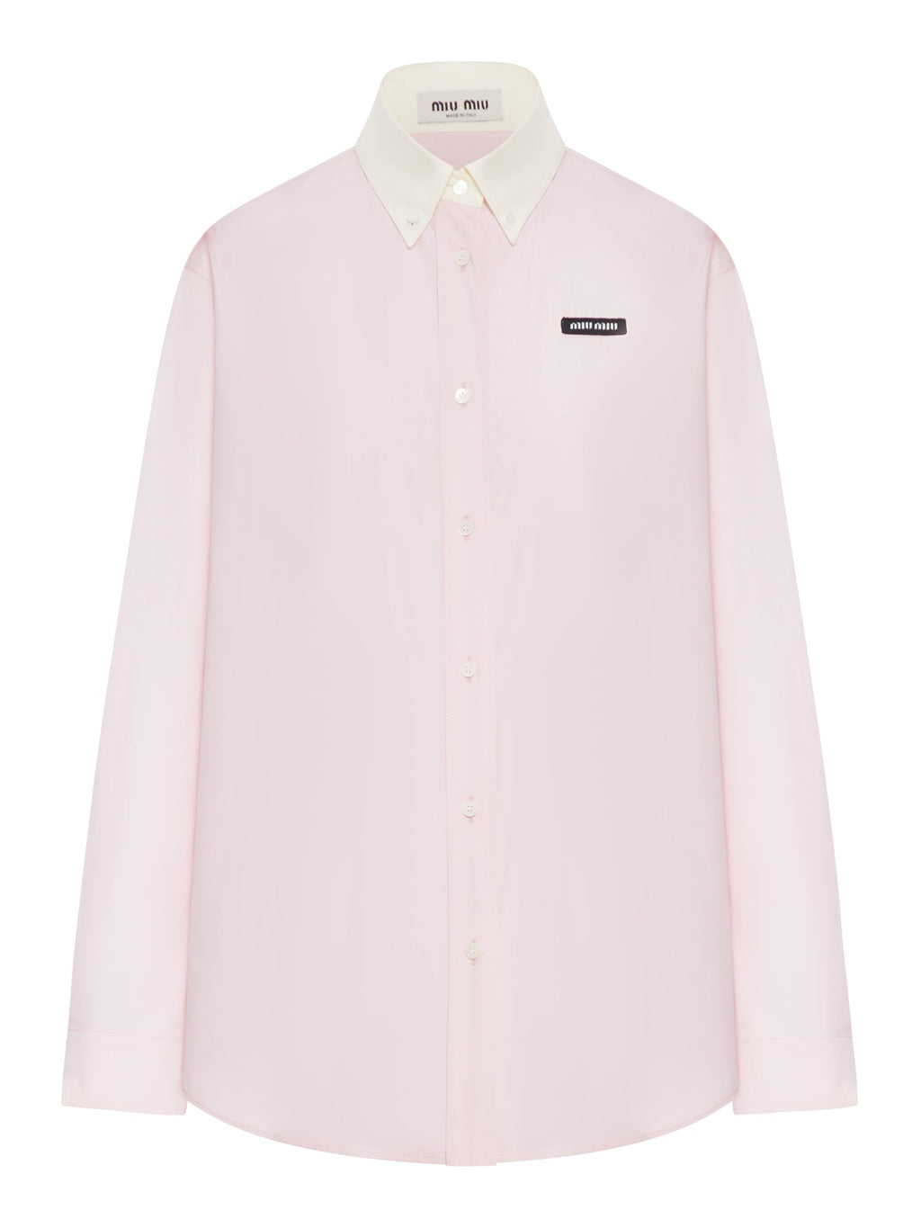 Оригінальна Cotton Poplin Shirt With Logo Patch Miu miu – боковий вид