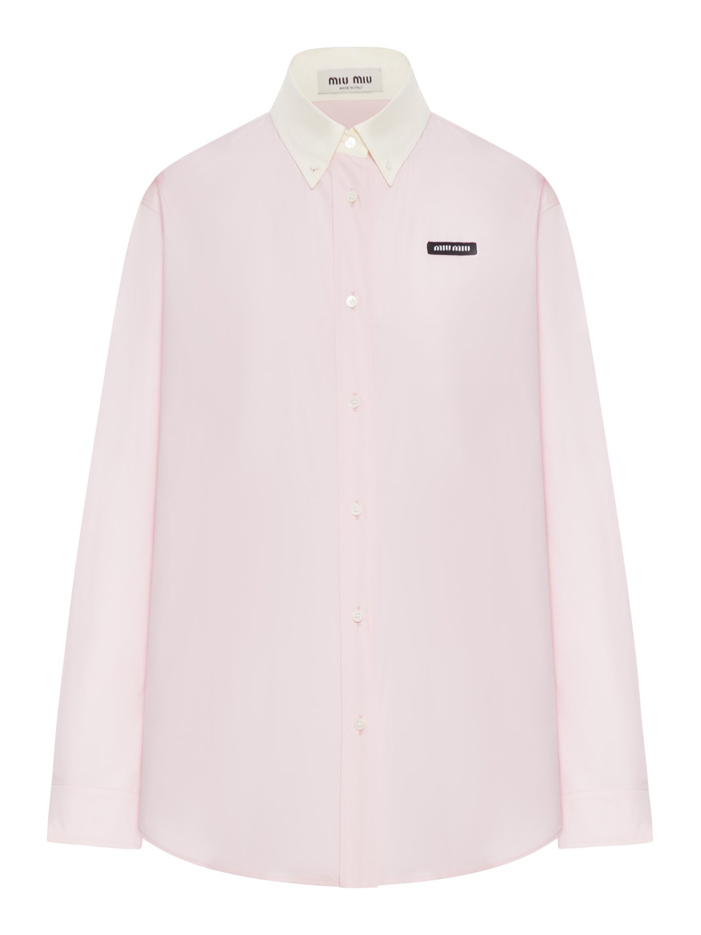 Оригінальна Cotton Poplin Shirt With Logo Patch Miu miu – боковий вид