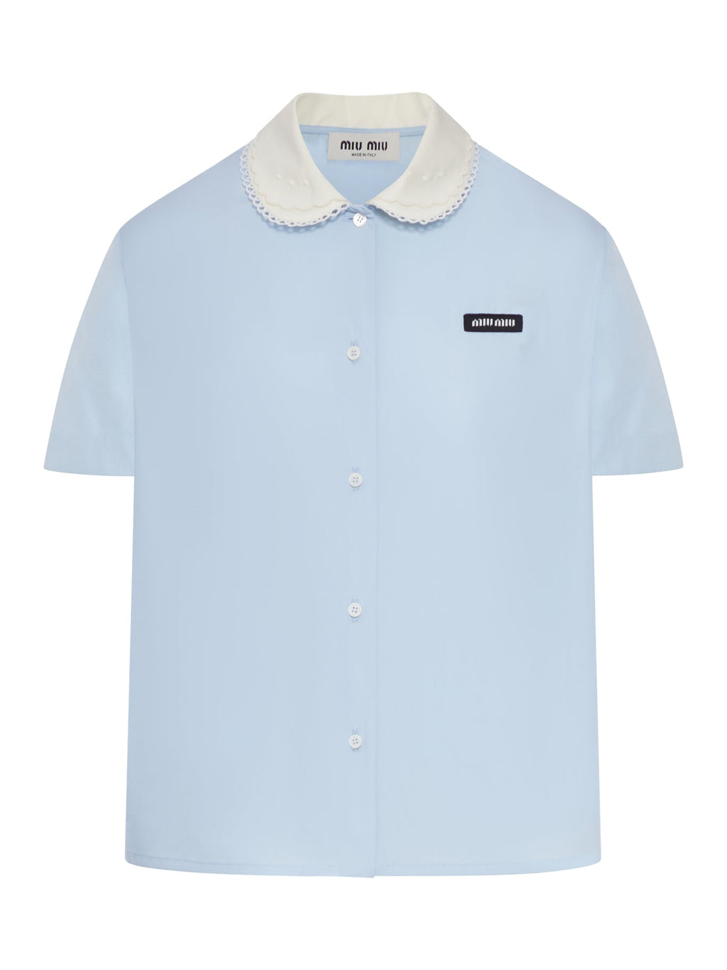 Short-Sleeved Cotton Poplin Shirt Miu miu оригінал – Купити в Україні – боковий вид