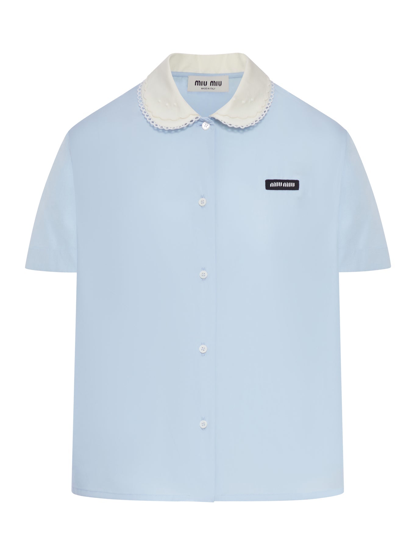 Short-Sleeved Cotton Poplin Shirt Miu miu оригінал – Купити в Україні – боковий вид