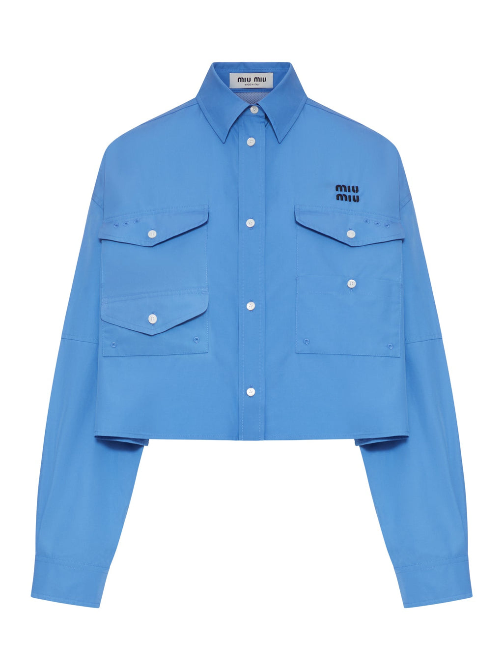 Cropped Cotton Poplin Shirt Miu miu – Гарантія оригінальності – боковий вид