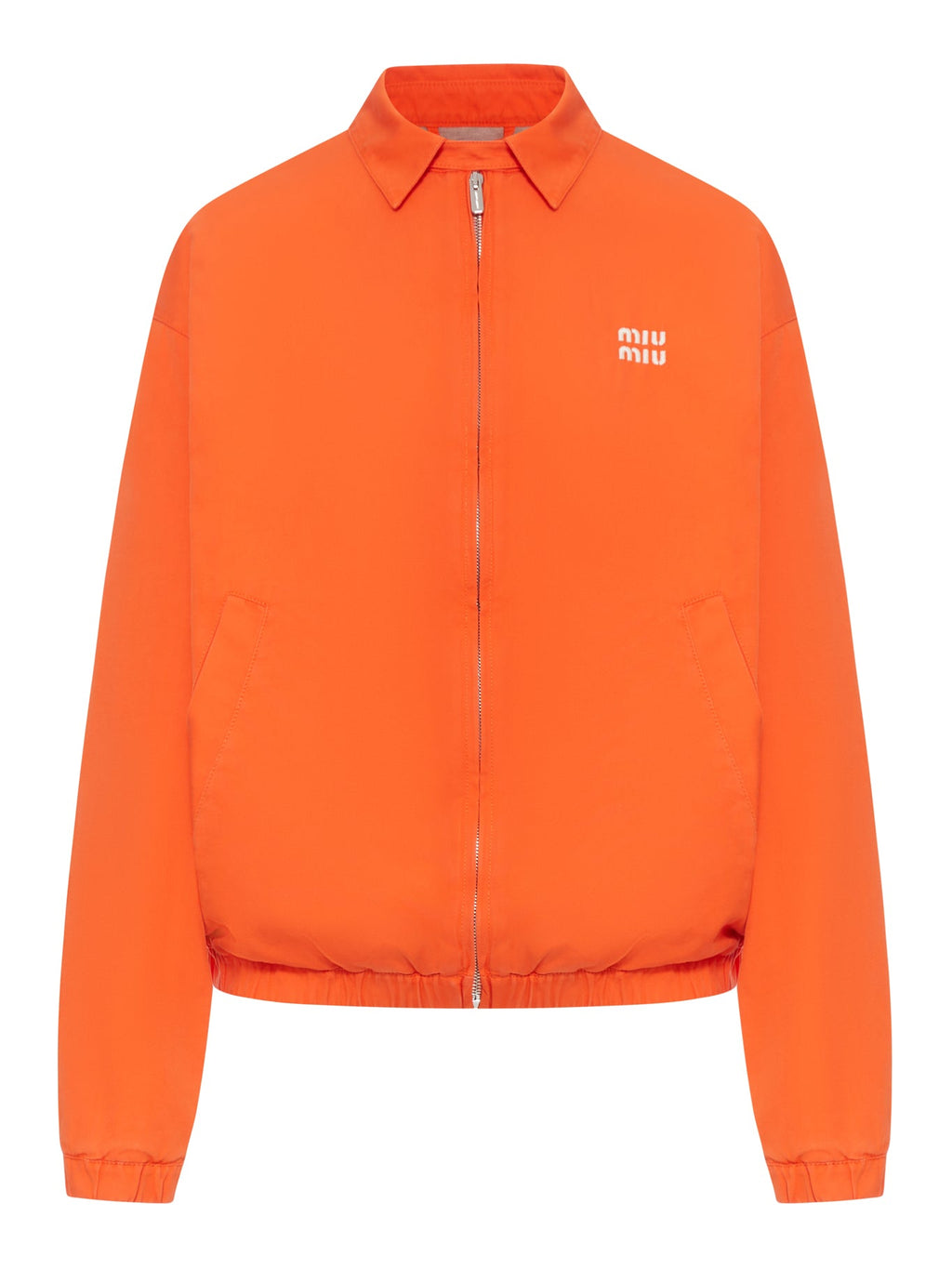 Оригінальна Cotton Poplin Bomber Jacket With Logo Miu miu – боковий вид