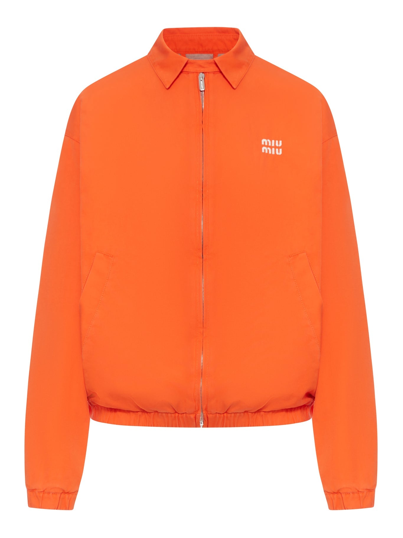 Оригінальна Cotton Poplin Bomber Jacket With Logo Miu miu – боковий вид