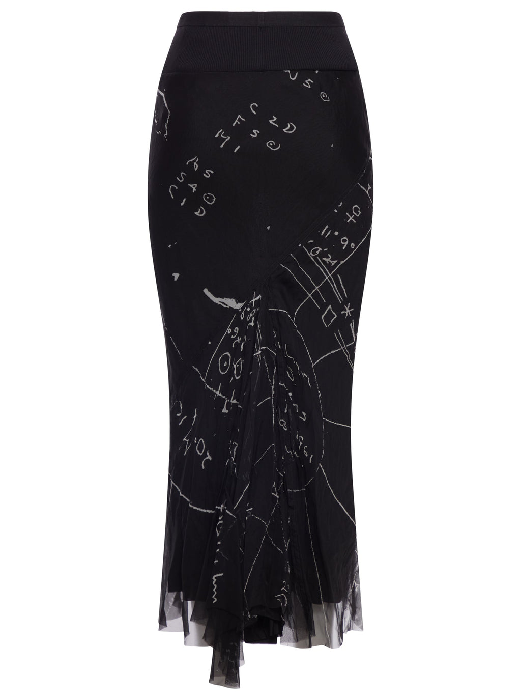Silk MIDI Skirt With Graphic Print Rick owens оригінал – Купити в Україні – вид ззаду