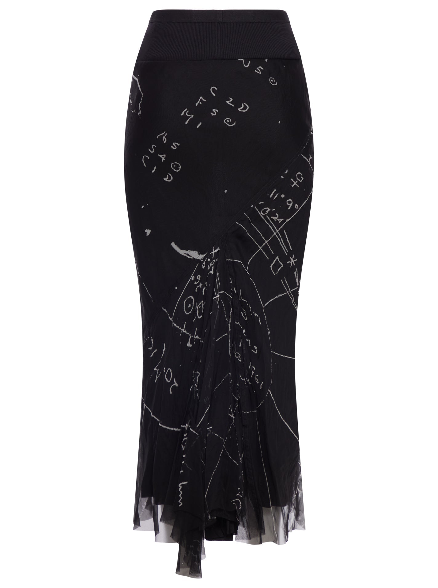 Silk MIDI Skirt With Graphic Print Rick owens оригінал – Купити в Україні – вид ззаду