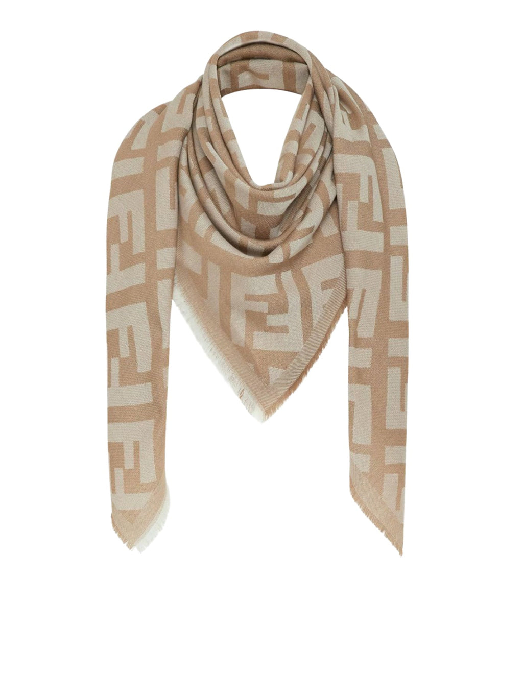 Оригінальна Ff Shawl In Beige Wool And Cashmere Fendi – вид ззаду