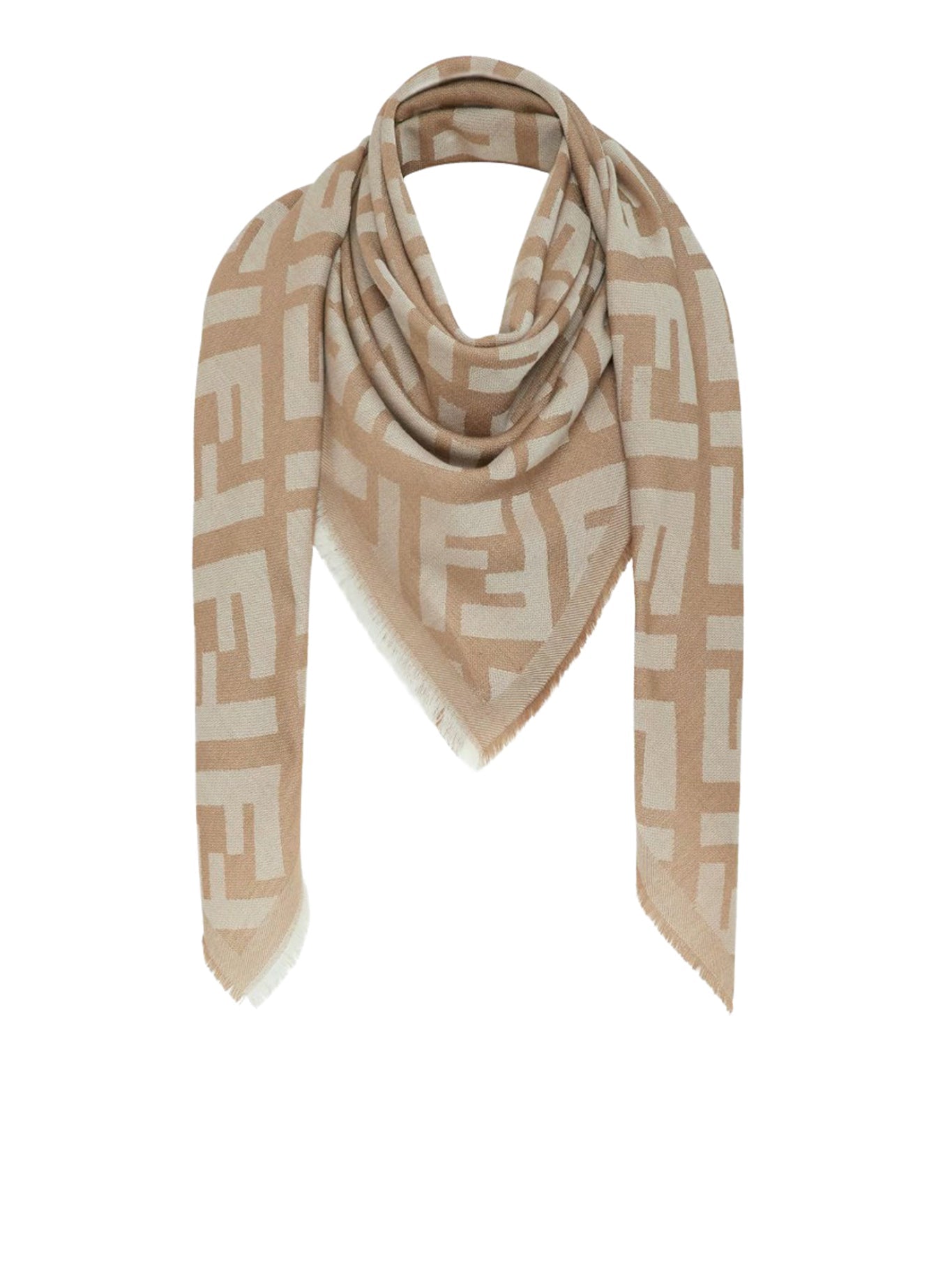 Оригінальна Ff Shawl In Beige Wool And Cashmere Fendi – вид ззаду