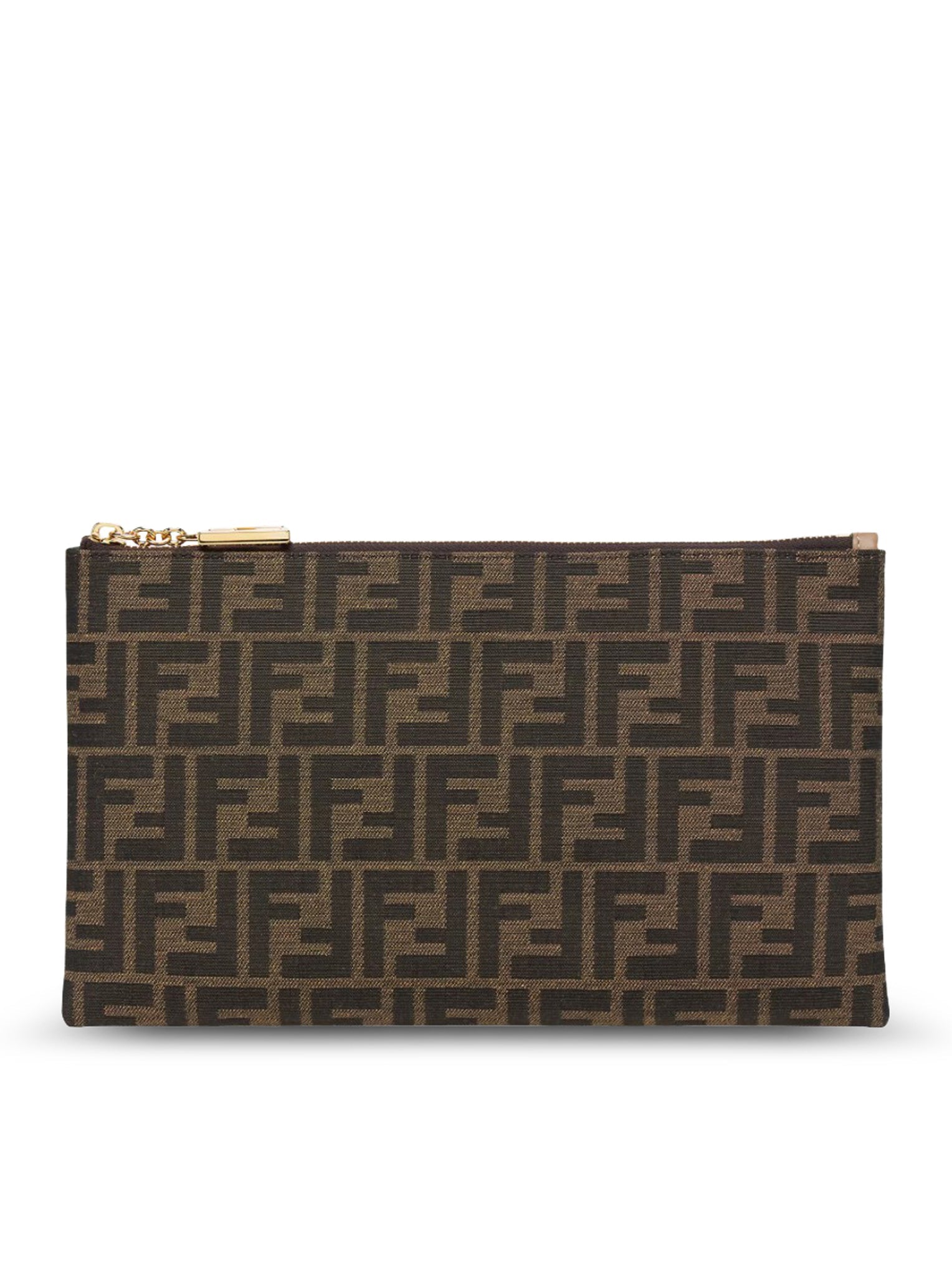 Medium Baguette Flat Pouch In Brown Ff Jacquard Fabric Fendi – Гарантія оригінальності – боковий вид