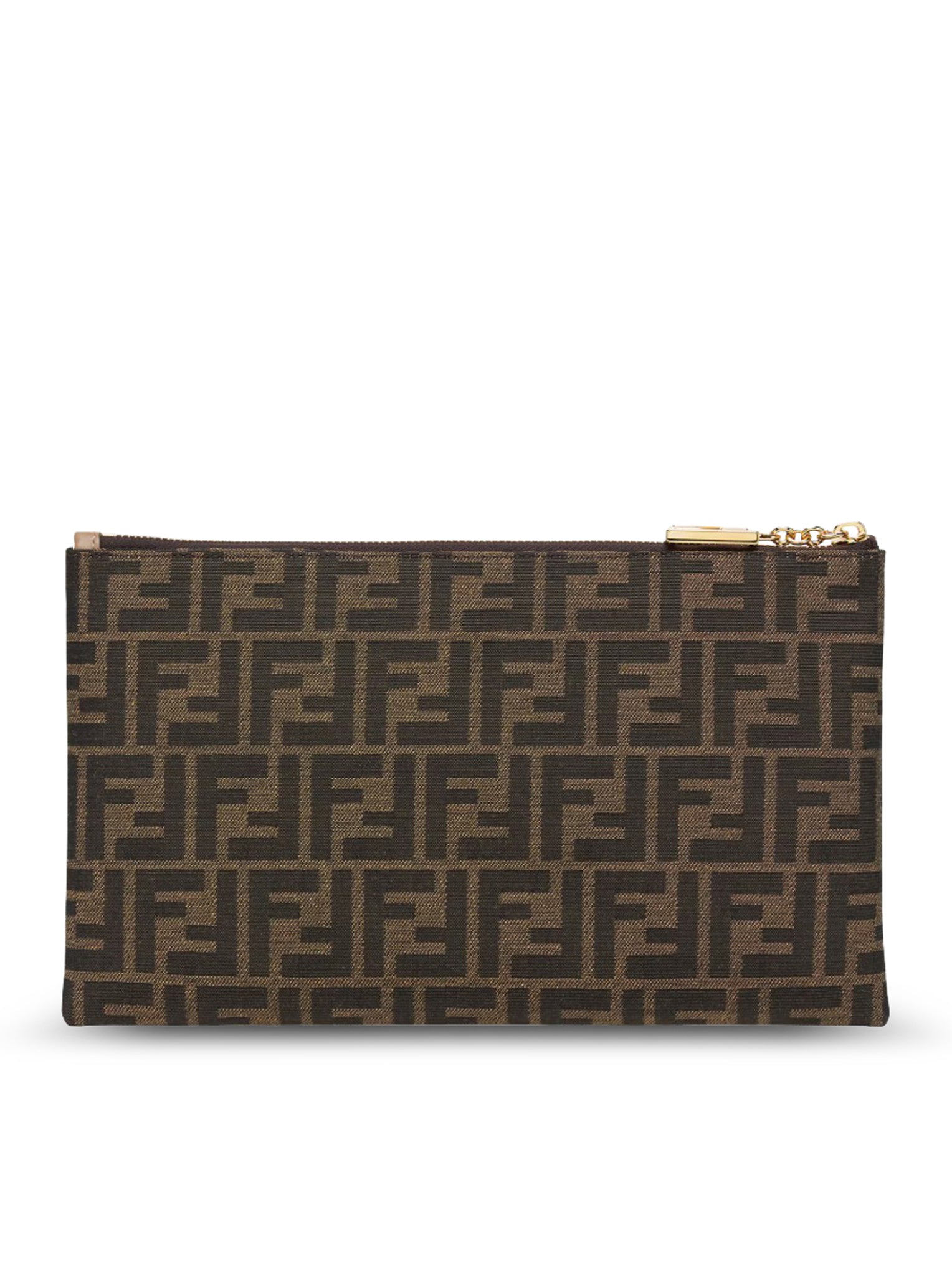 Medium Baguette Flat Pouch In Brown Ff Jacquard Fabric Fendi – Гарантія оригінальності – вид ззаду