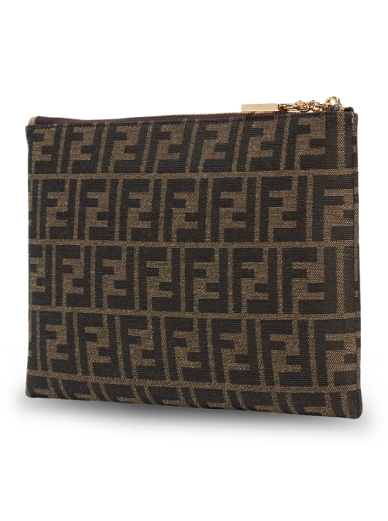 Medium Baguette Flat Pouch In Brown Ff Jacquard Fabric Fendi – Гарантія оригінальності – детальний вид