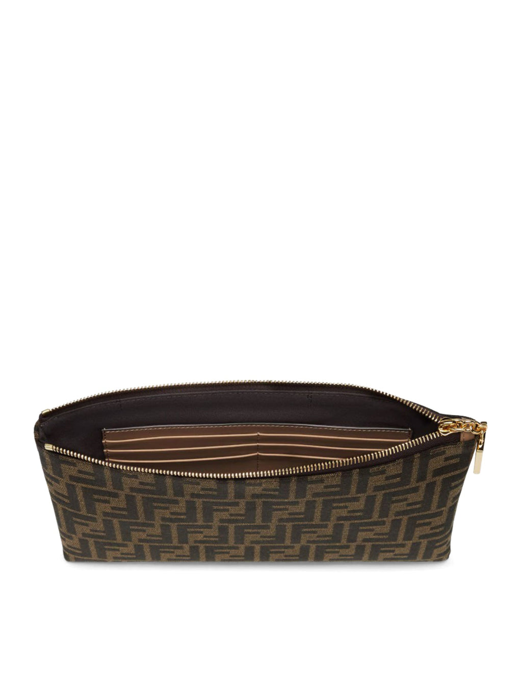 Medium Baguette Flat Pouch In Brown Ff Jacquard Fabric Fendi – Гарантія оригінальності – збільшений вид