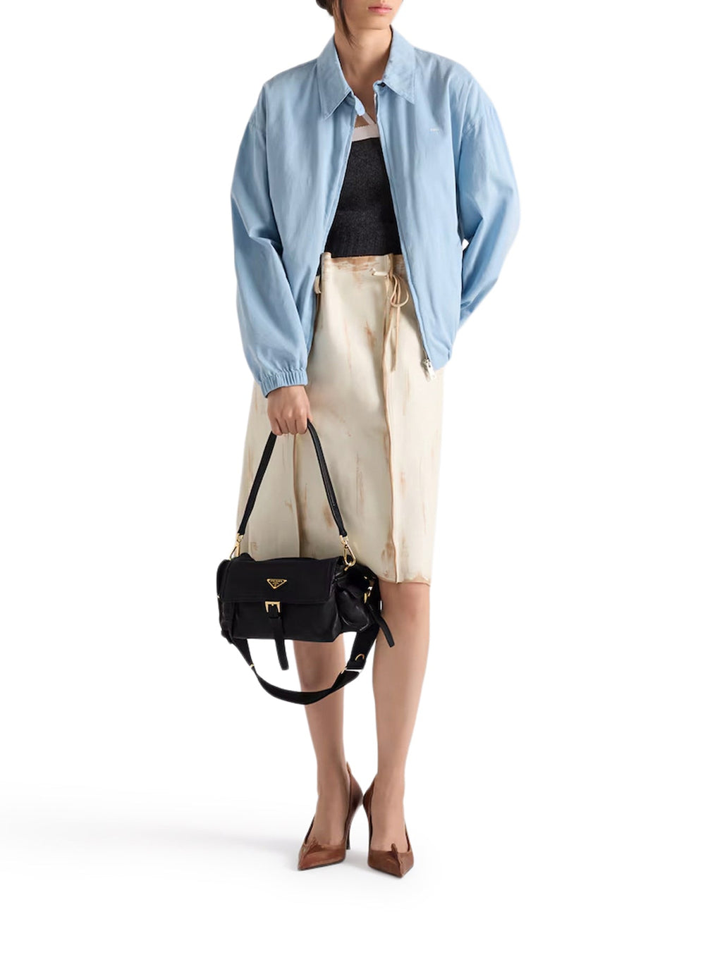 Explore Medium Nappa Bag With Flap Prada – Гарантія оригінальності – вид ззаду