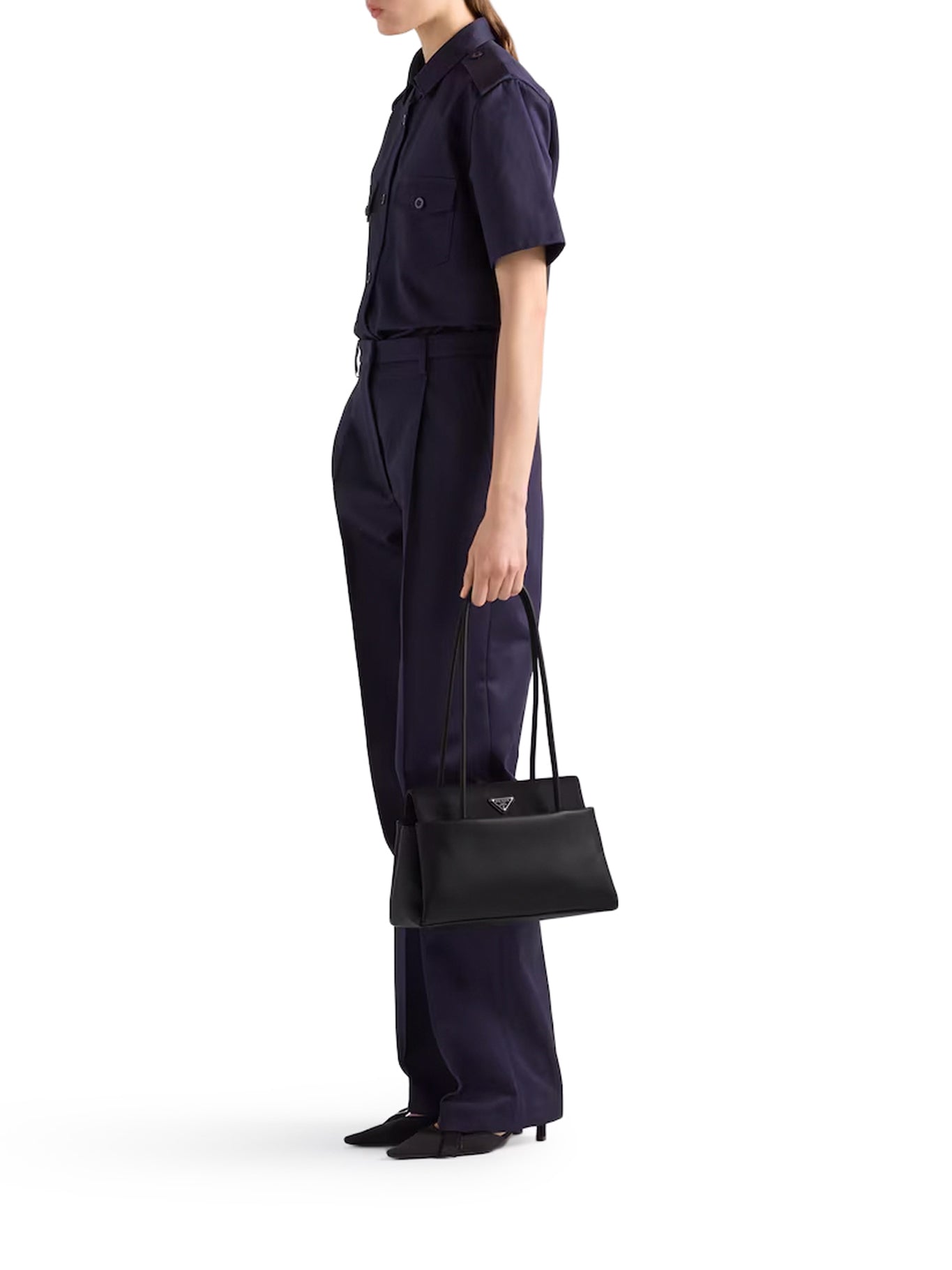 Passage Medium Leather Bag With Re Nylon Flap Prada оригінал – Купити в Україні – вид ззаду