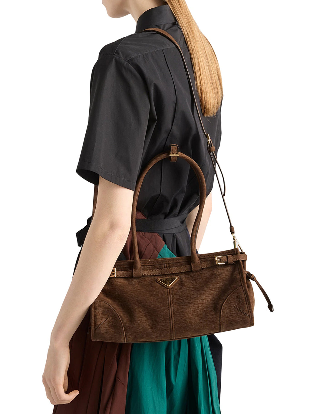 Bonnie Medium Handbag In Nubuck Leather Prada оригінал – Купити в Україні – вид ззаду