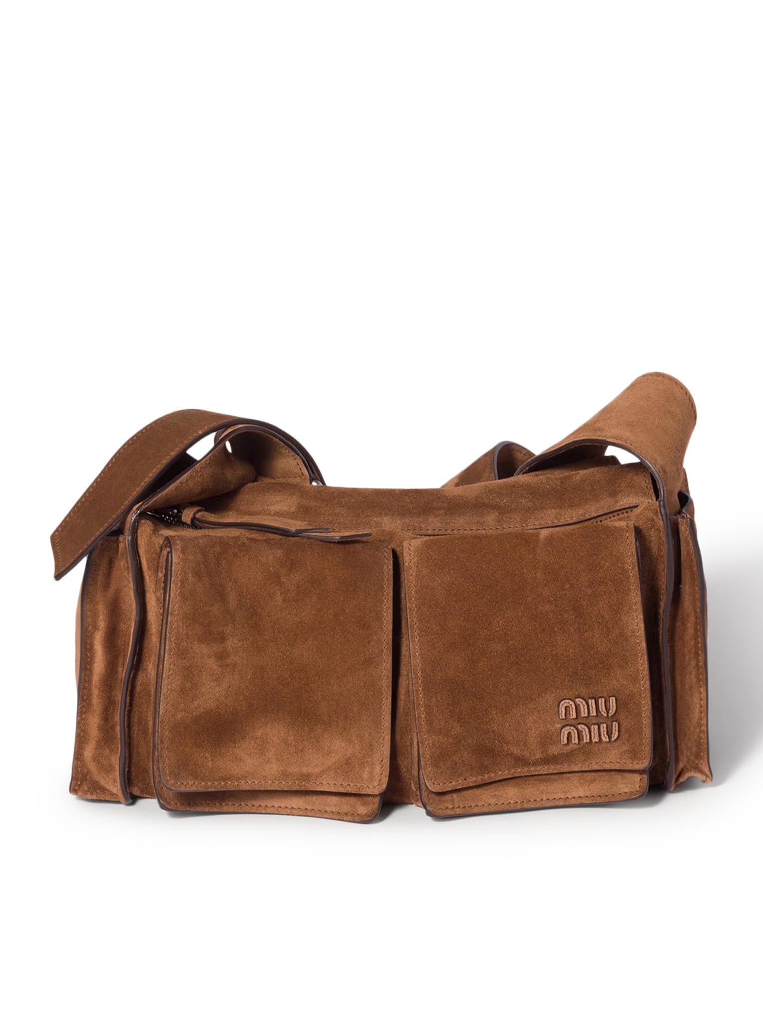 Оригінальна Utilitaire Shoulder Bag In Suede Leather Miu miu – боковий вид