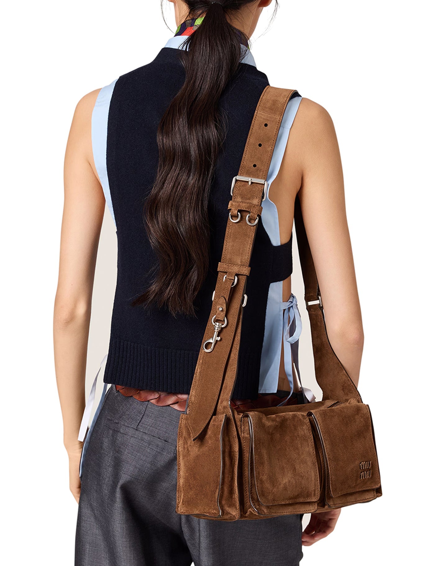 Оригінальна Utilitaire Shoulder Bag In Suede Leather Miu miu – детальний вид
